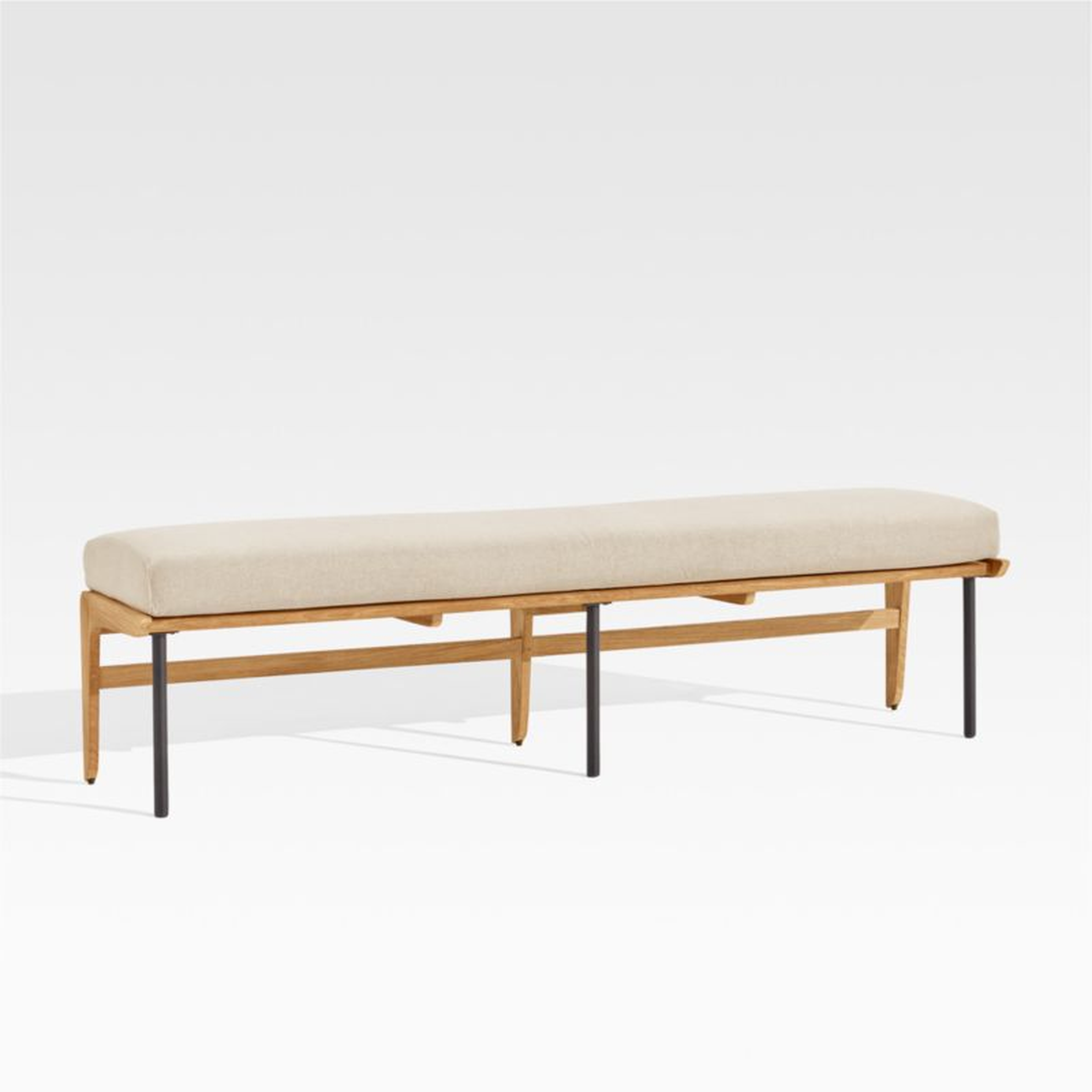Kinney Teak Wood Outdoor Dining Bench with Cushion - Crate and Barrel