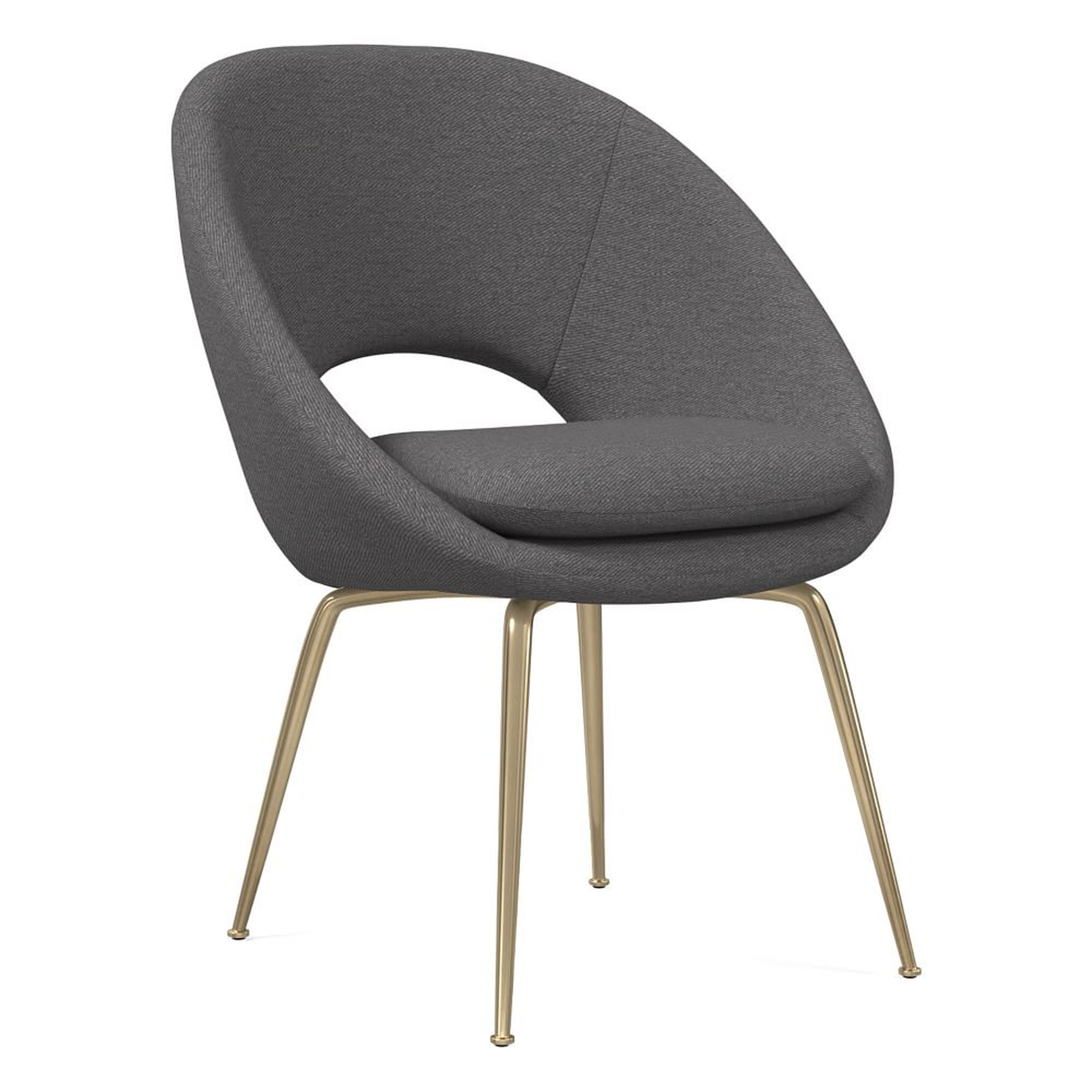 Orb Dining Chair, Twill, Pewter, Antique Brass - West Elm