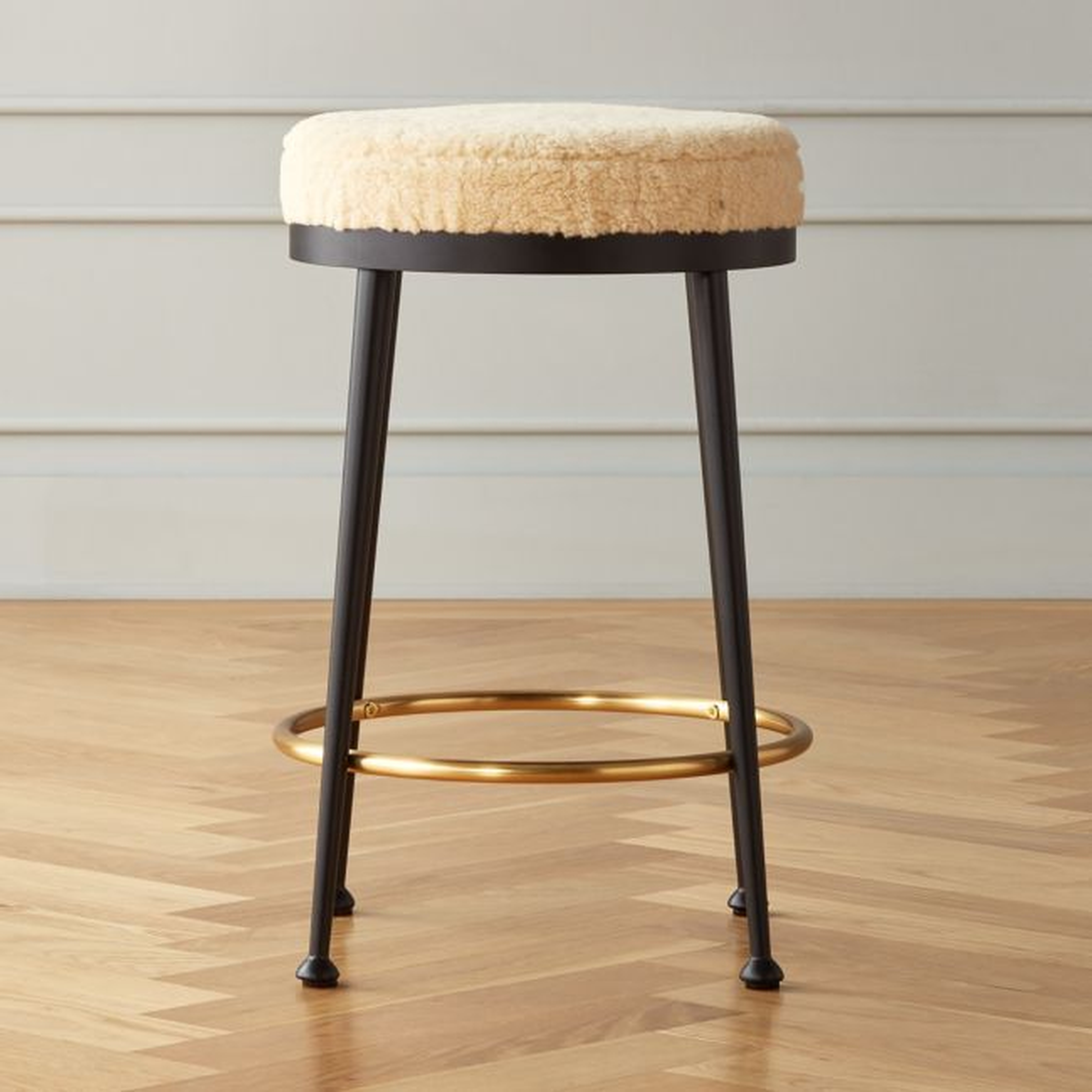 Atlas Shearling White Counter Stool Set of 2 - CB2