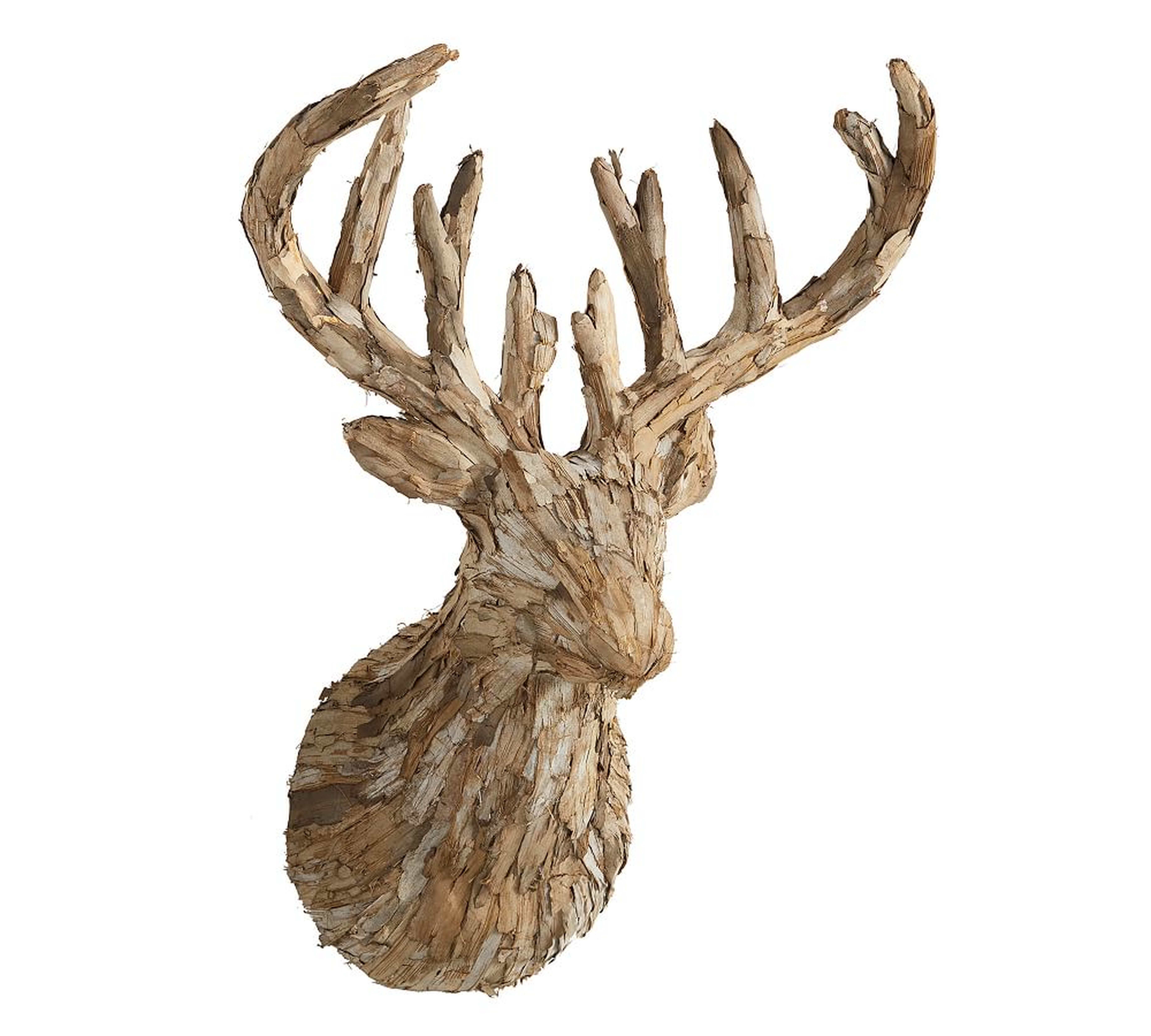 Birch Wood Deer Head Wall Art, Natural, Medium - Pottery Barn