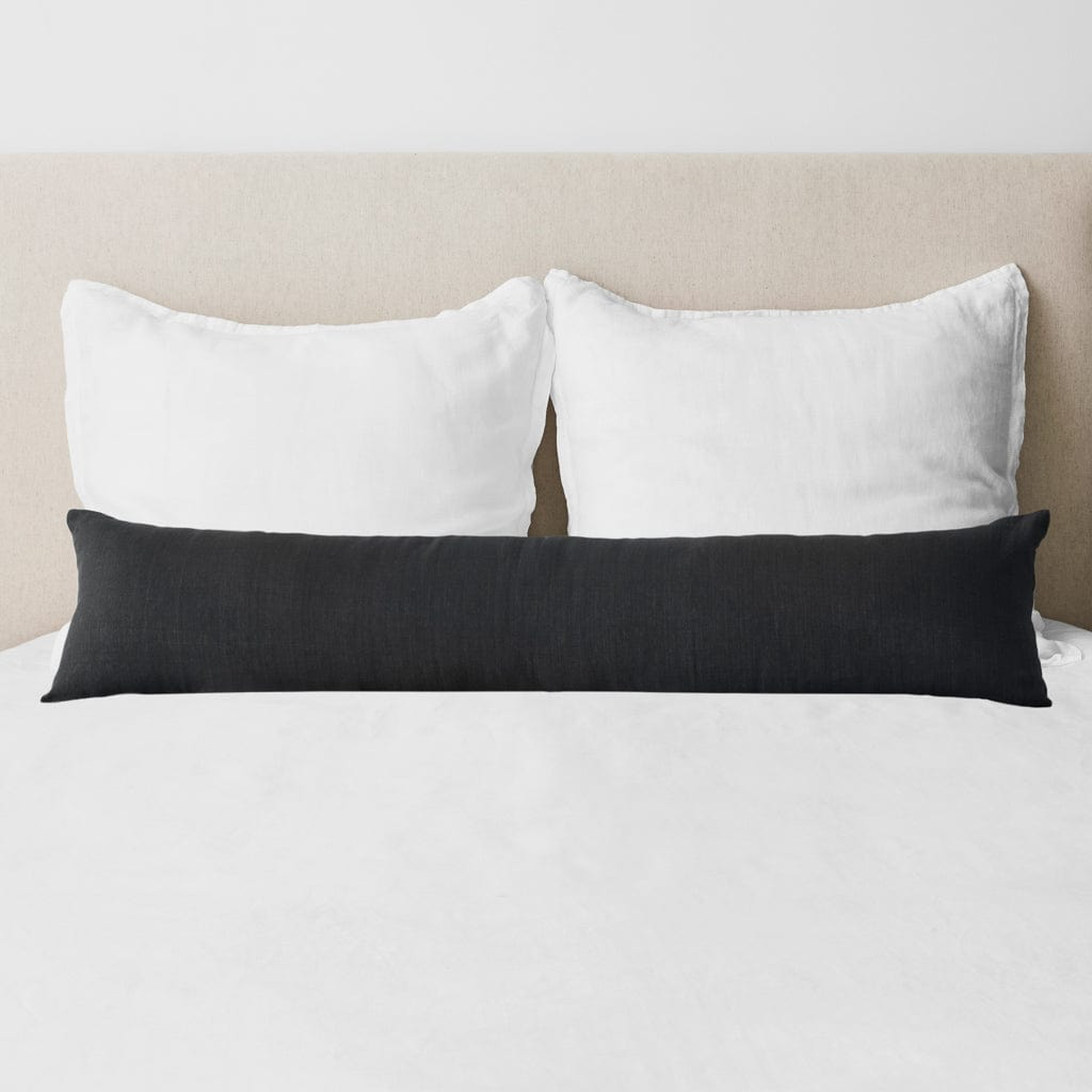 The Citizenry Prisha Linen Lumbar Pillow | 14" x 54" | Charcoal - The Citizenry