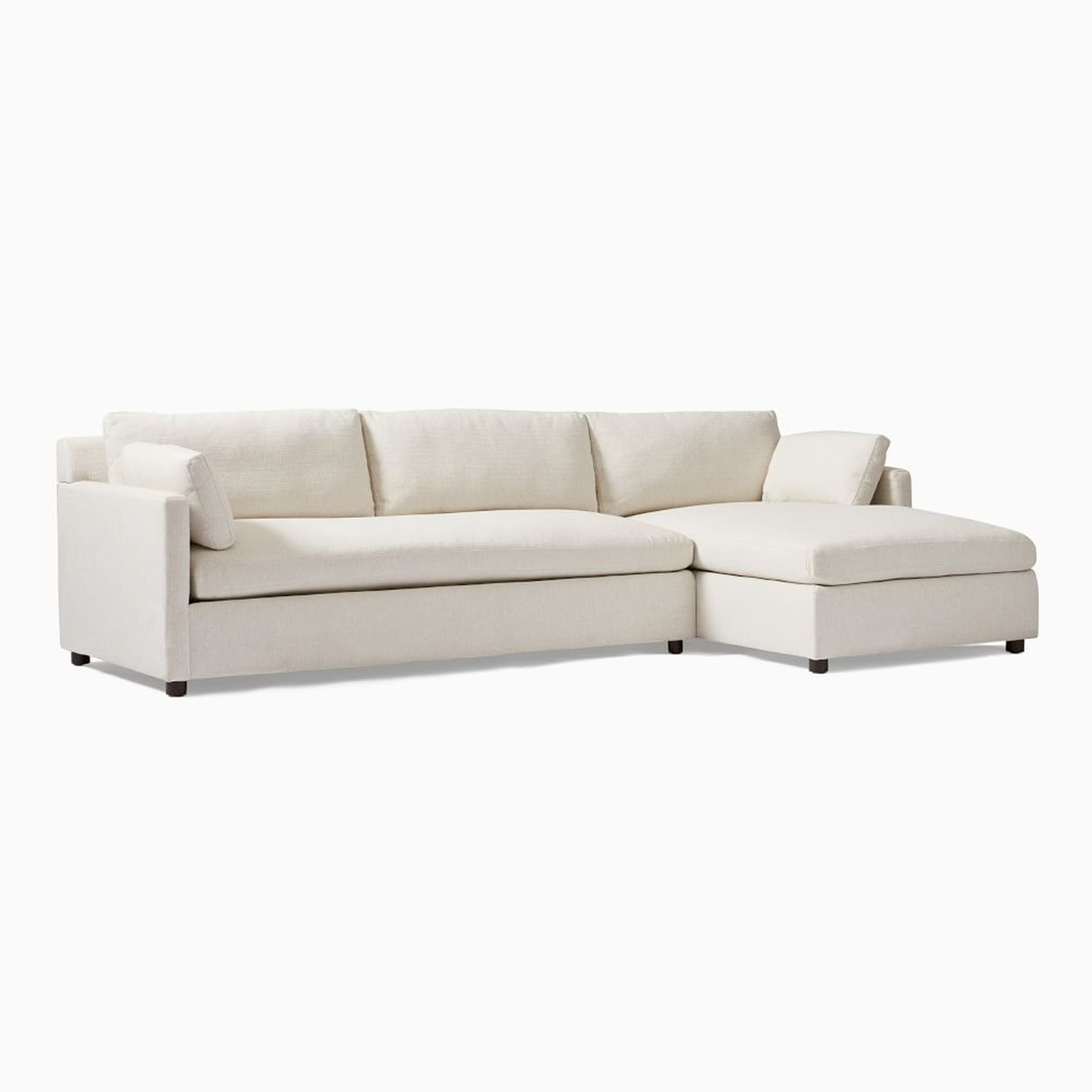 Marin 114" Right 2-Piece Chaise Sectional, Standard Depth, Performance Basketweave, Alabaster - West Elm