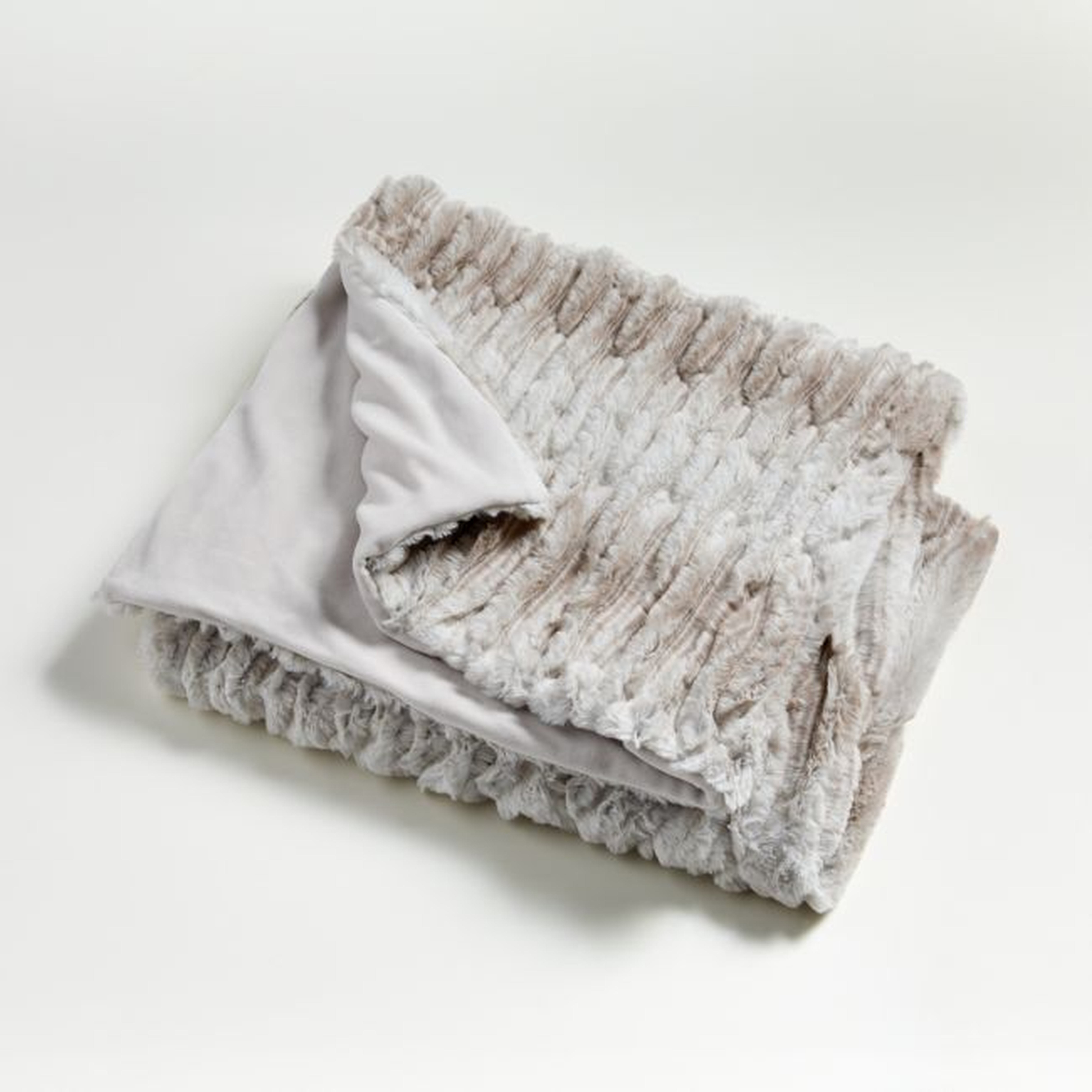 Taupe Luxe Faux Fur Throw - Crate and Barrel