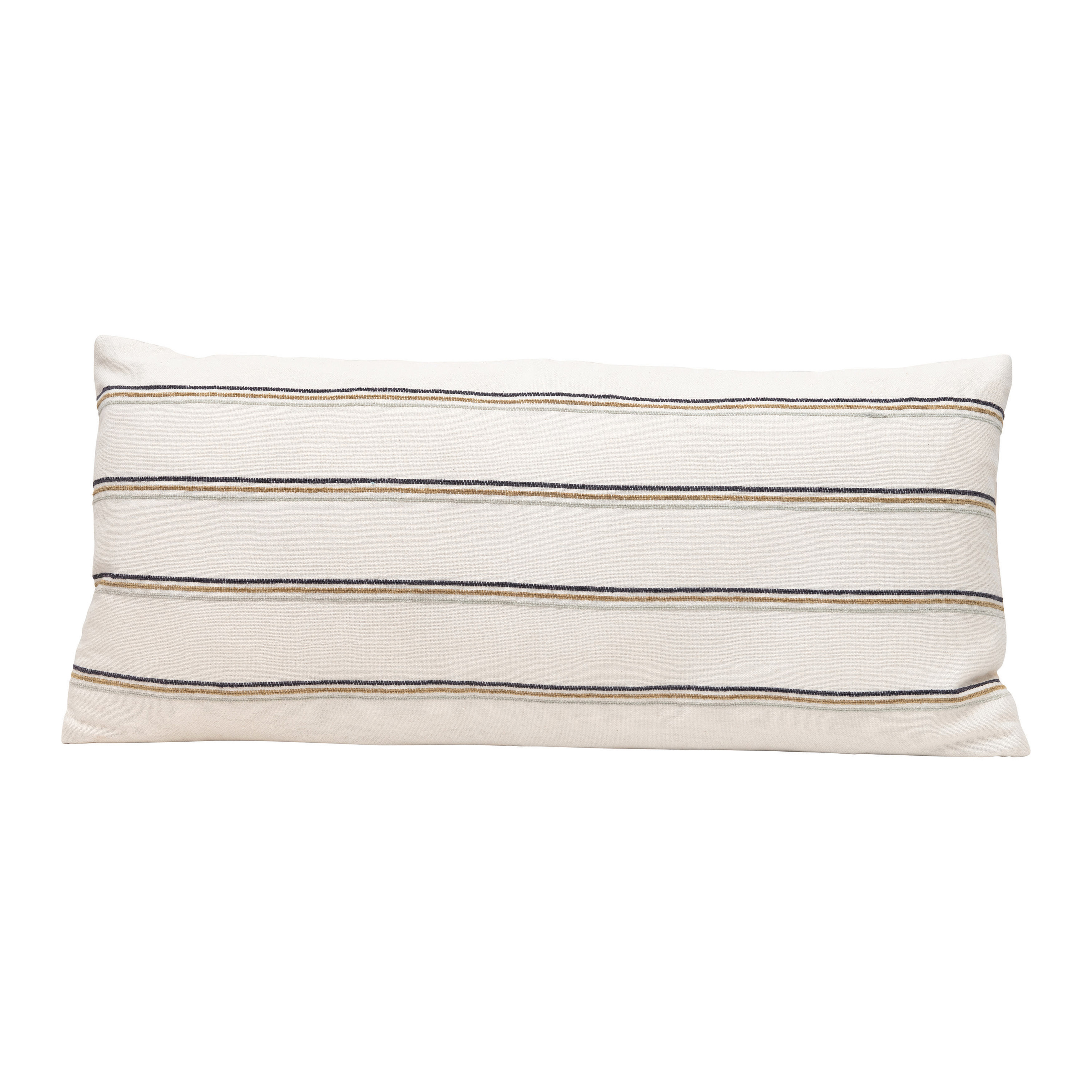 Woven Cotton Blend Lumbar Pillow with Stripes, Multi Color - Nomad Home