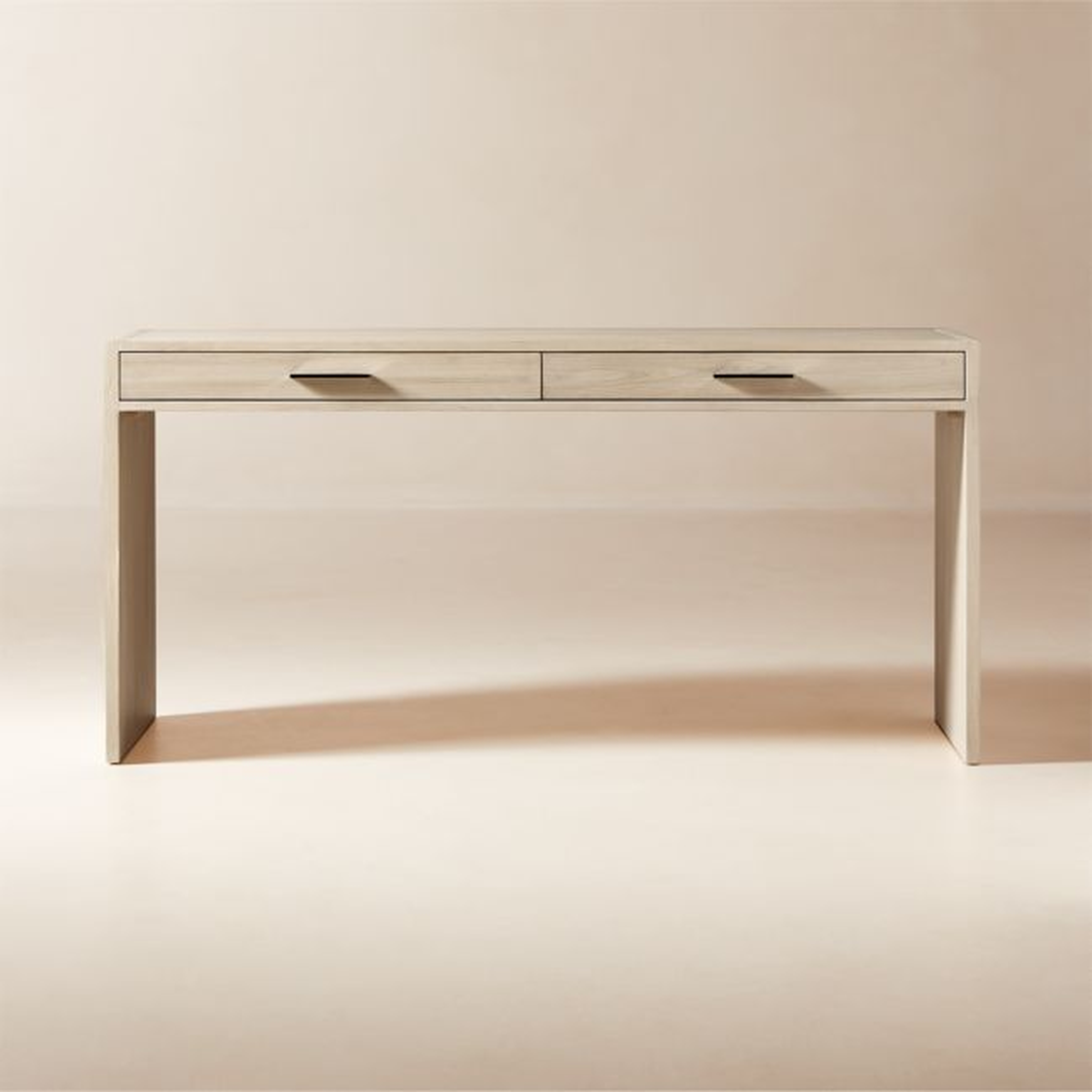 Segnato 2-Drawer White Wood Desk - CB2