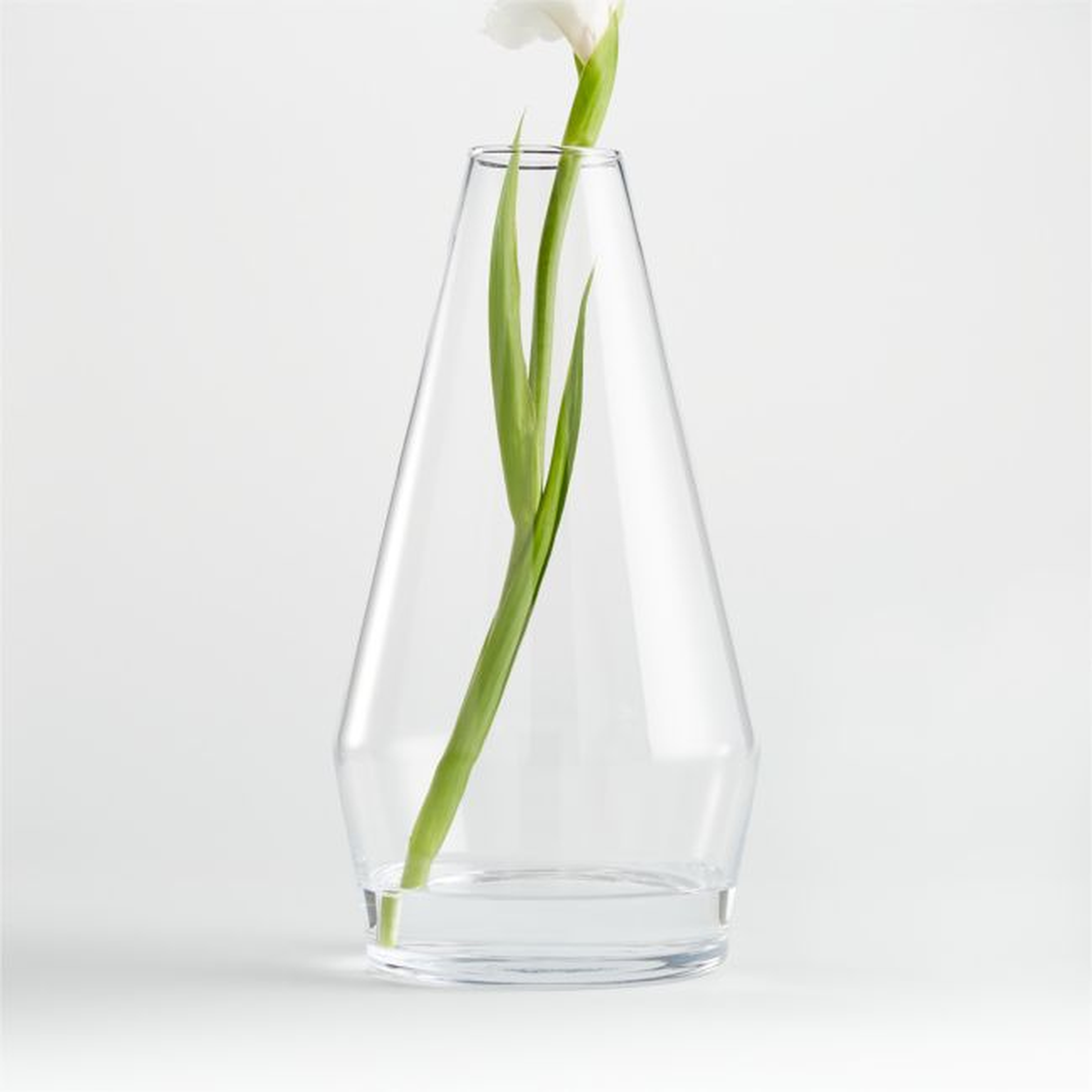Laurel Angled Clear Glass Vase 13.5" - Crate and Barrel