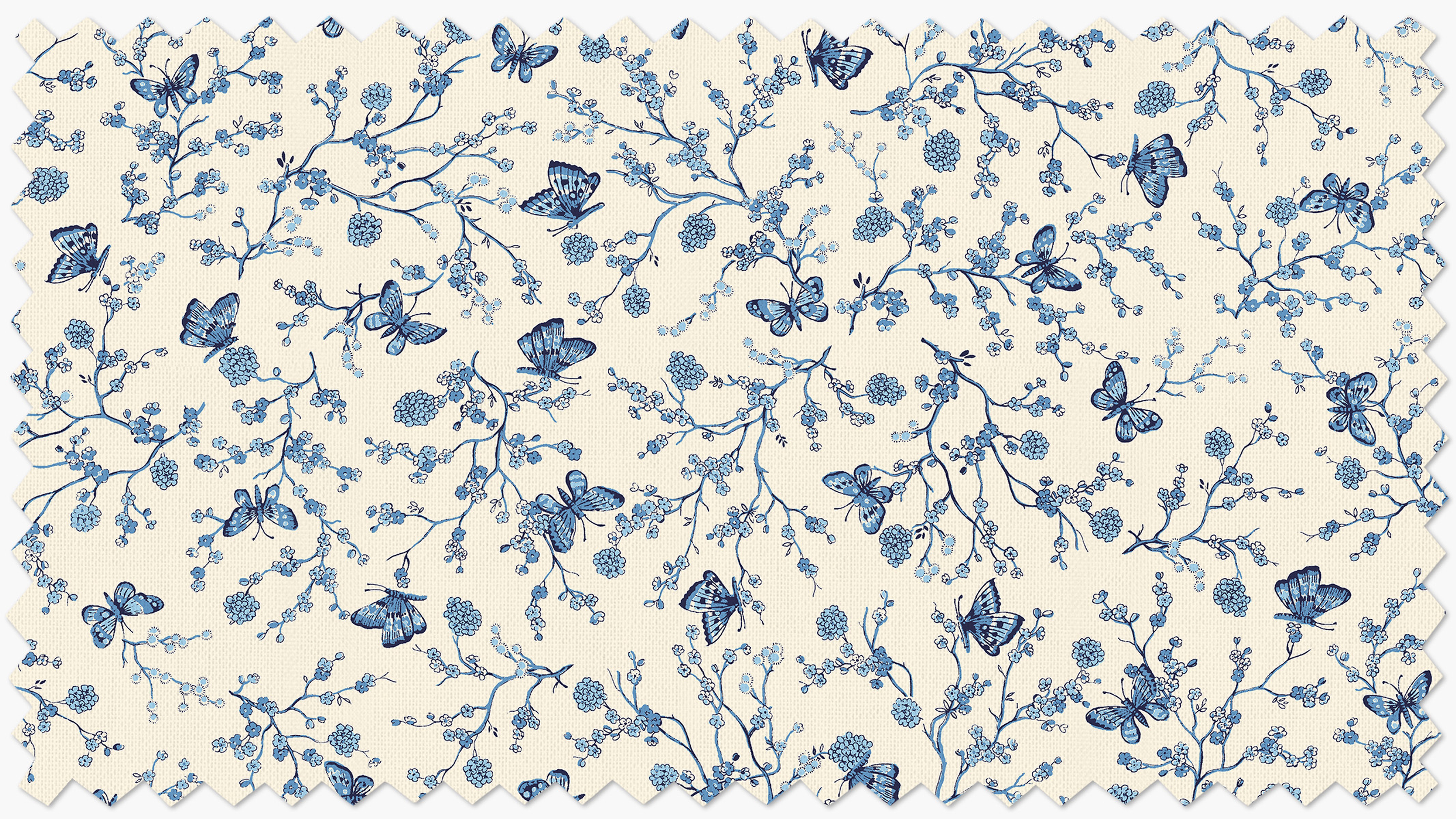 Printed Linen Fabric By The Yard, Delft Mariposa - The Inside