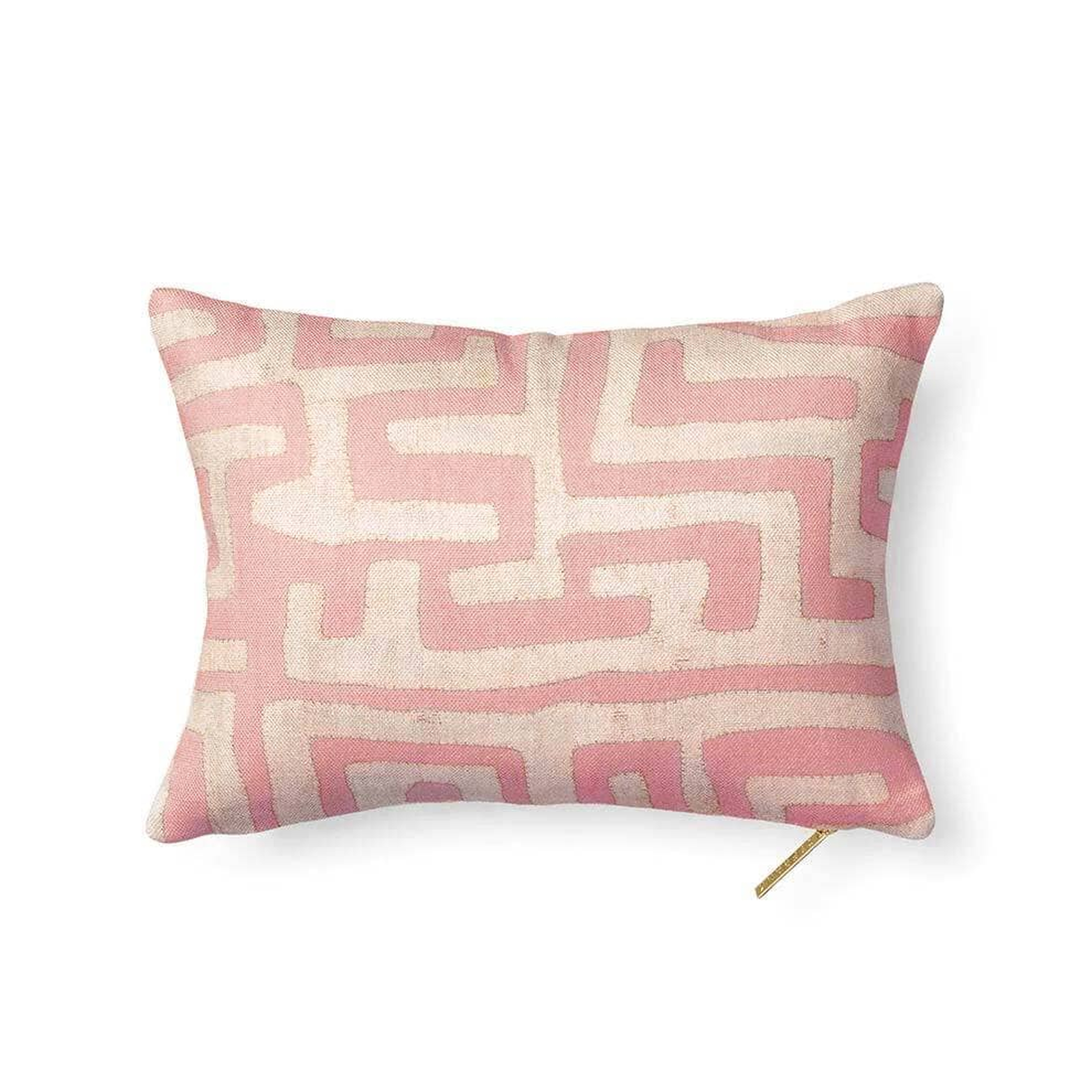 Terracotta Classic Kuba Cloth Pillow by St. Frank | Brown | 16" W x 12" H | Linen - St. Frank