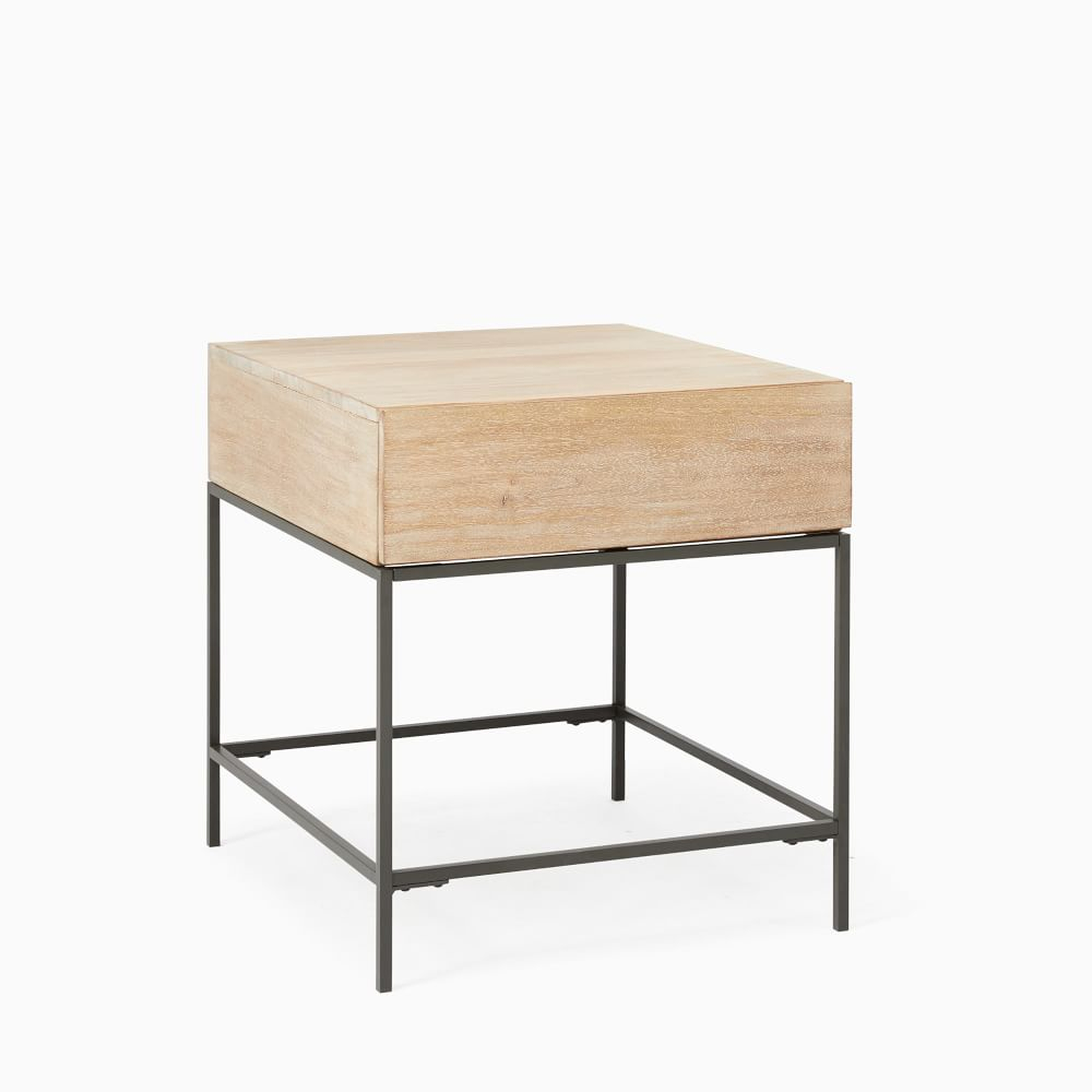 Industrial Storage Collection Cerused White Industrial Storage Side Table - West Elm