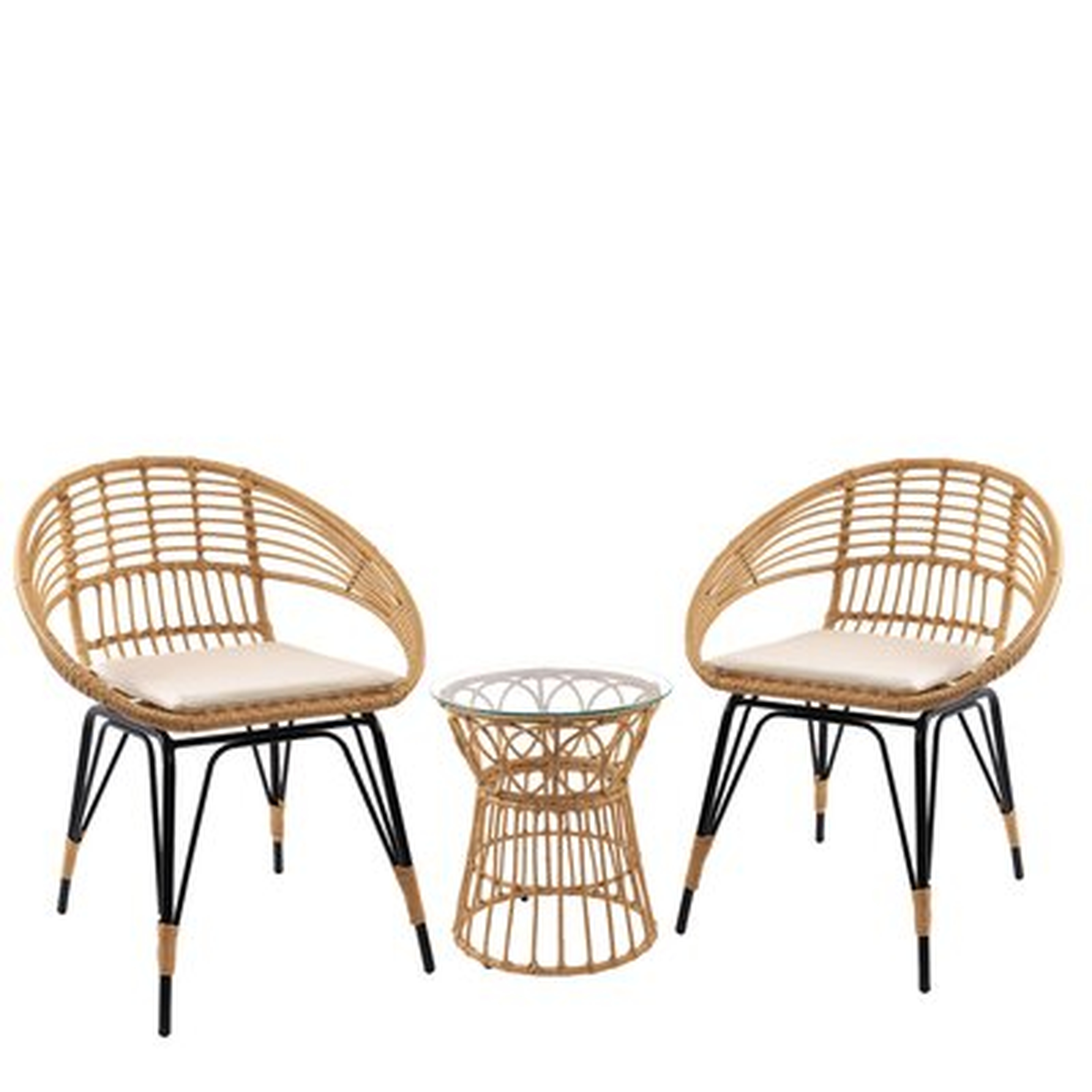 Wicker/Rattan 2 - Person Seating Group With Cushions - Wayfair