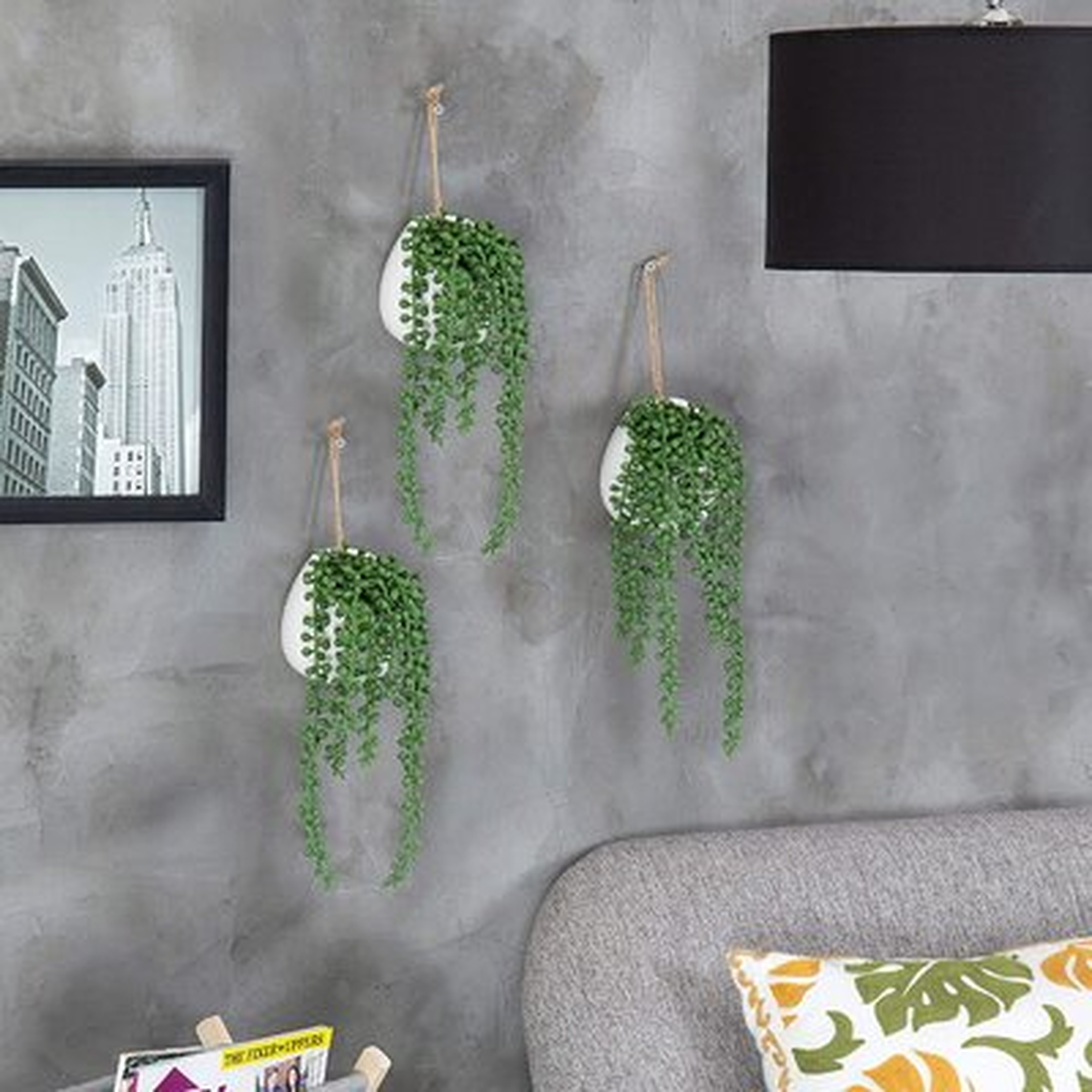 3 Piece Wall-Hanging Artificial Pearls Plants - Wayfair
