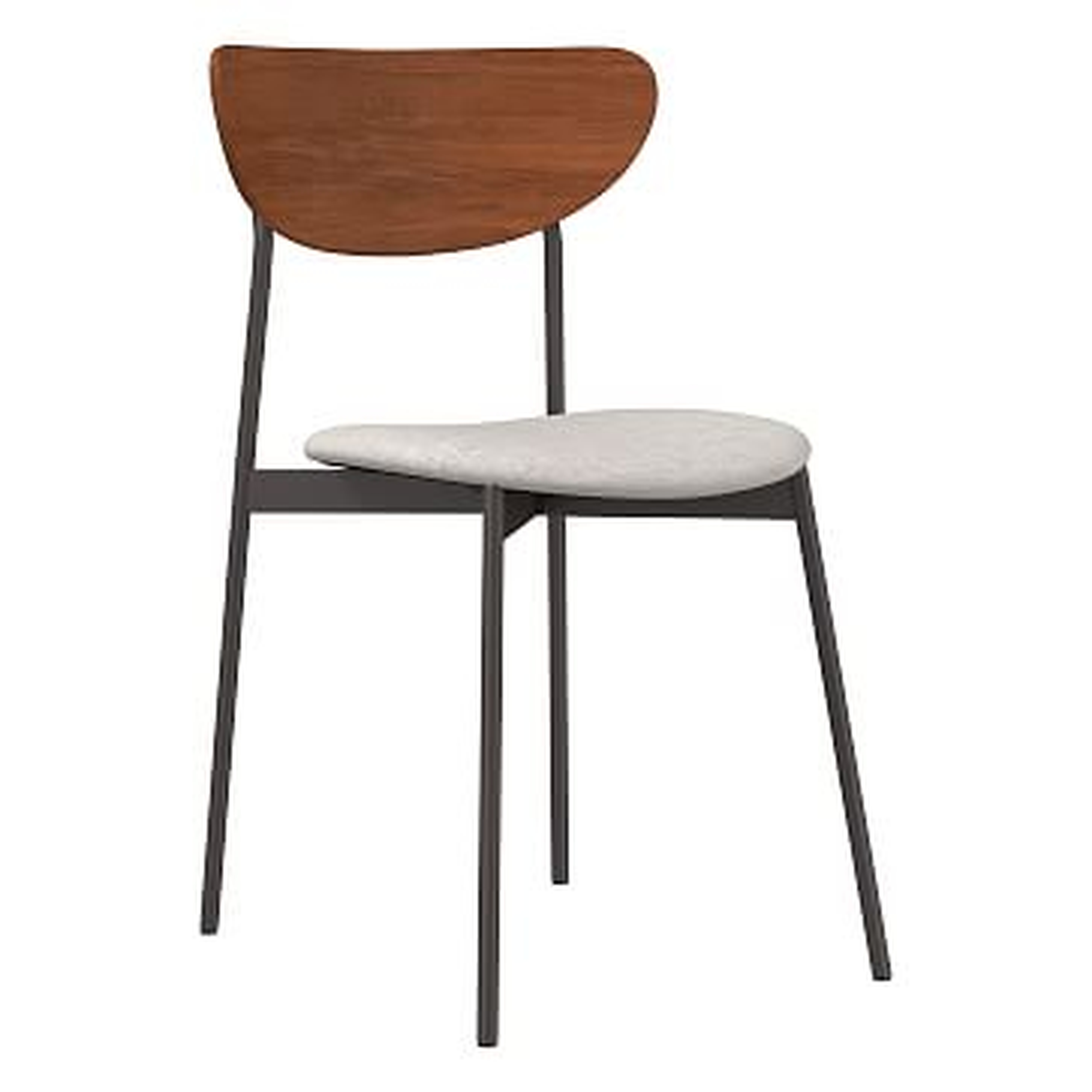 Modern Petal Wood/Upholstered Dining Chair,Performance Coastal Linen,White,Dark Bronze - West Elm