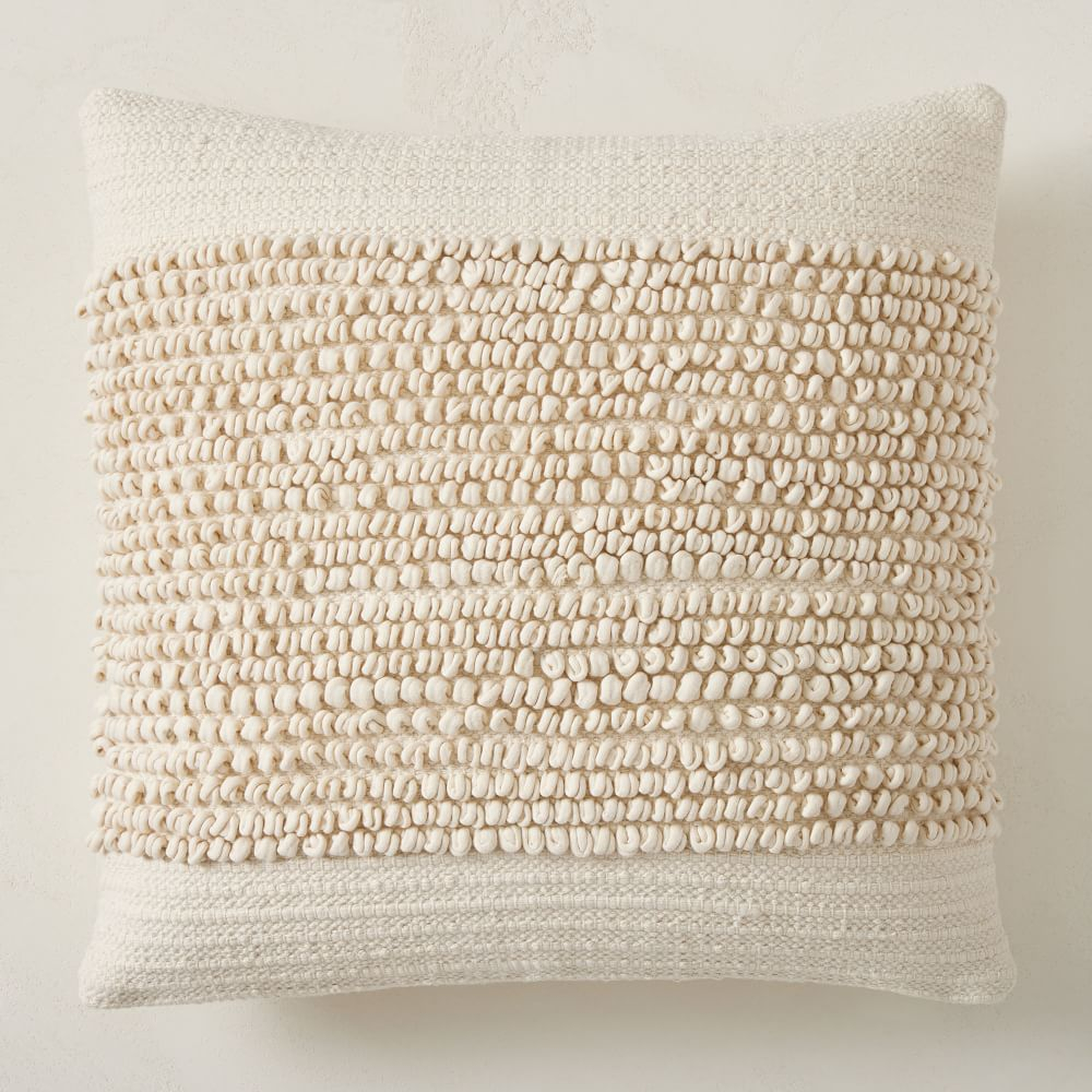Soft Corded Banded Pillow Cover, 20"x20", Natural Canvas - West Elm