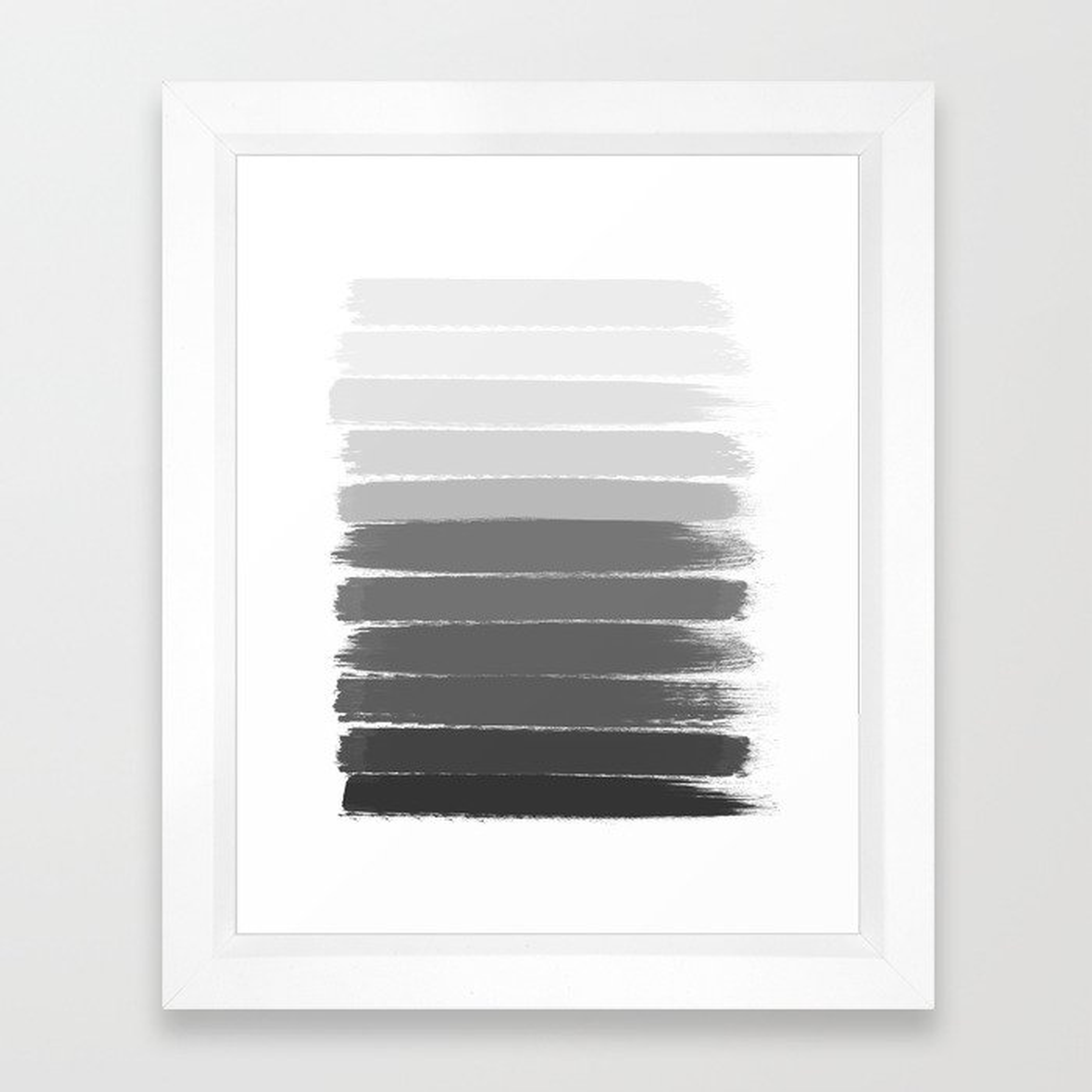 Portia - Black And White Gradient Ombre Brushstroke Painting Minimal Art Decor Framed Art Print by Charlottewinter - Vector White - X-Small-10x12 - Society6