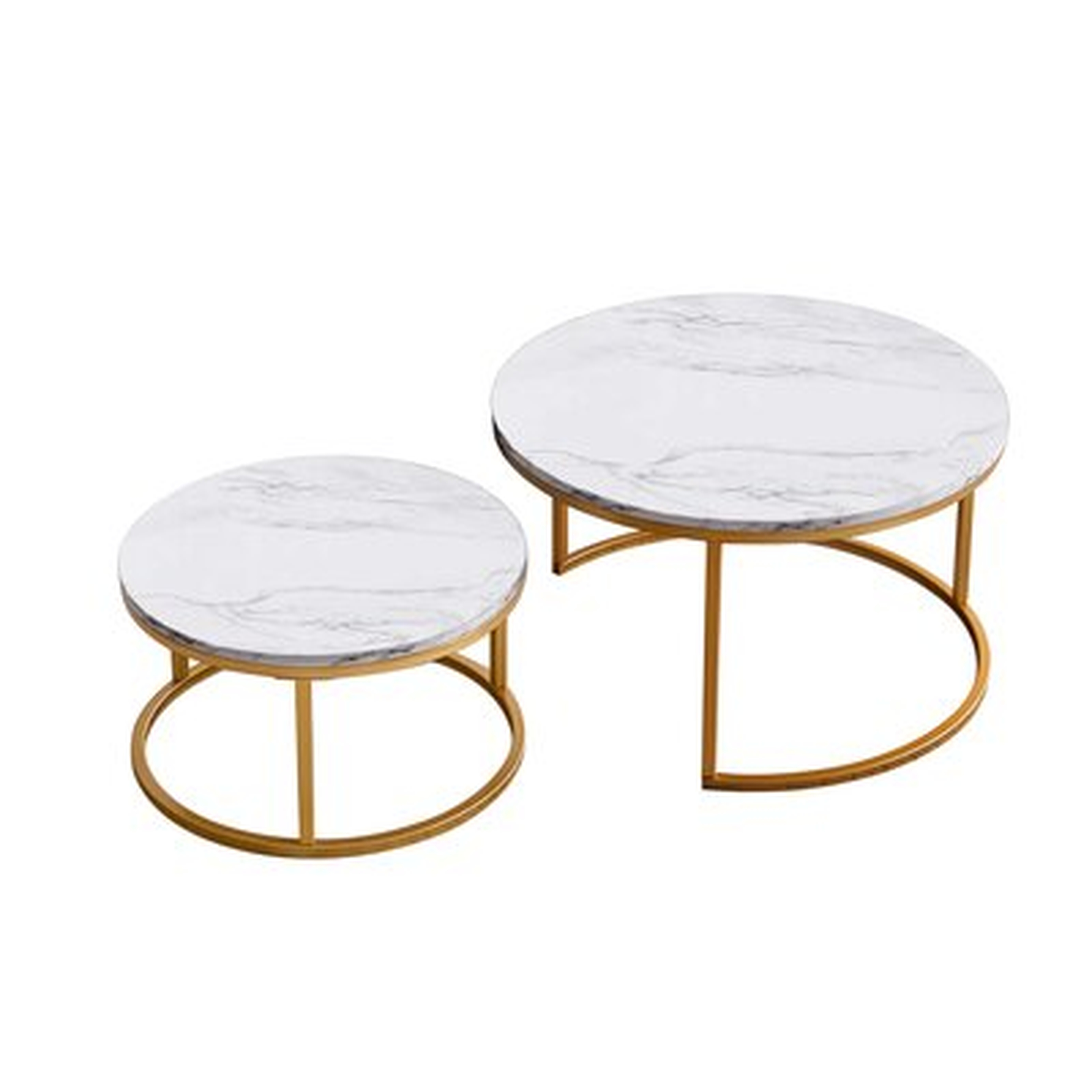 Modern Nesting Coffee Table,golden Metal Frame With Marble Color Top-31.5" - Wayfair