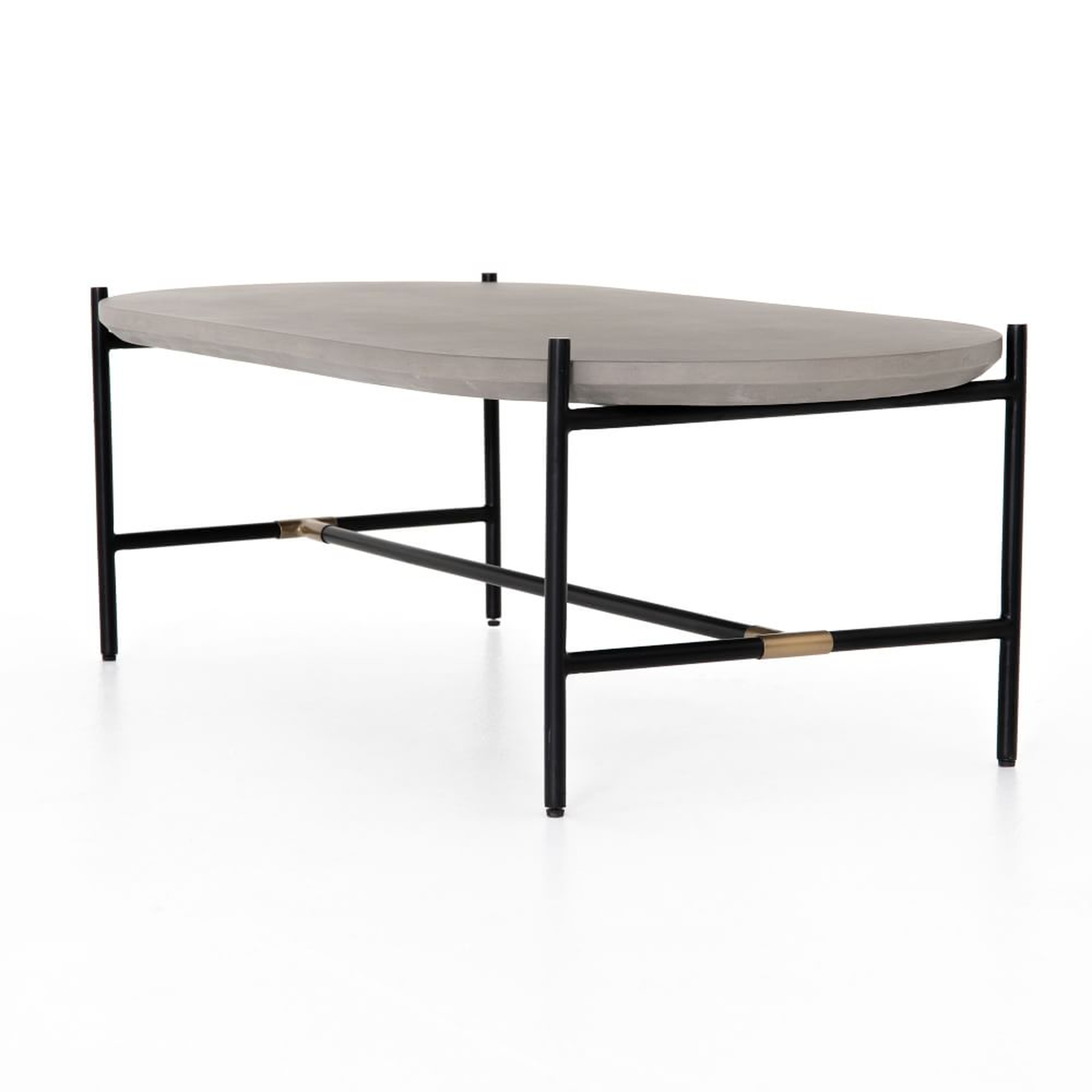 Concrete & Iron Coffee Table, Natural Brass - West Elm