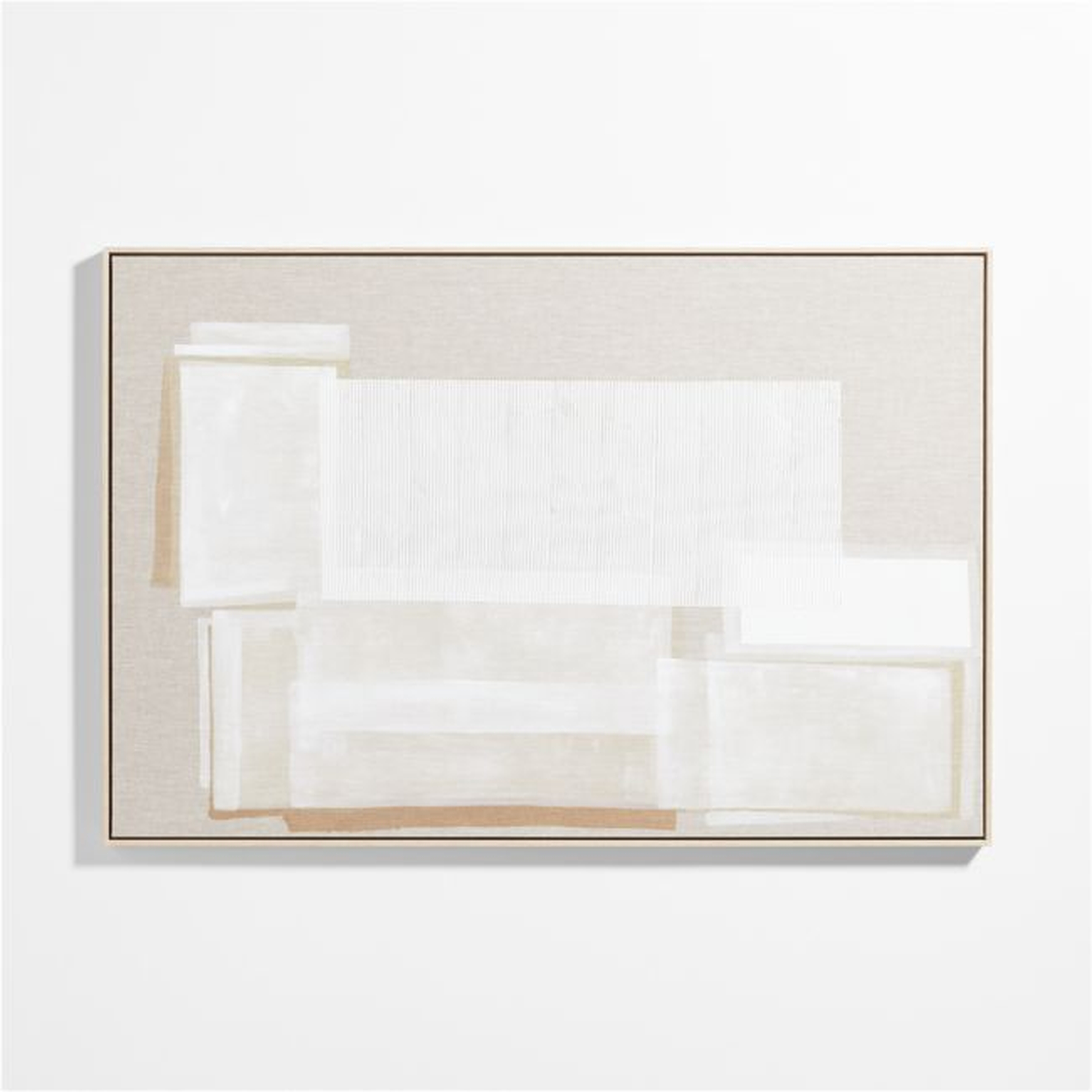 "Unparalleled" Framed Beige & White Abstract Hand-Painted Wall Art 61"x41" - Crate and Barrel