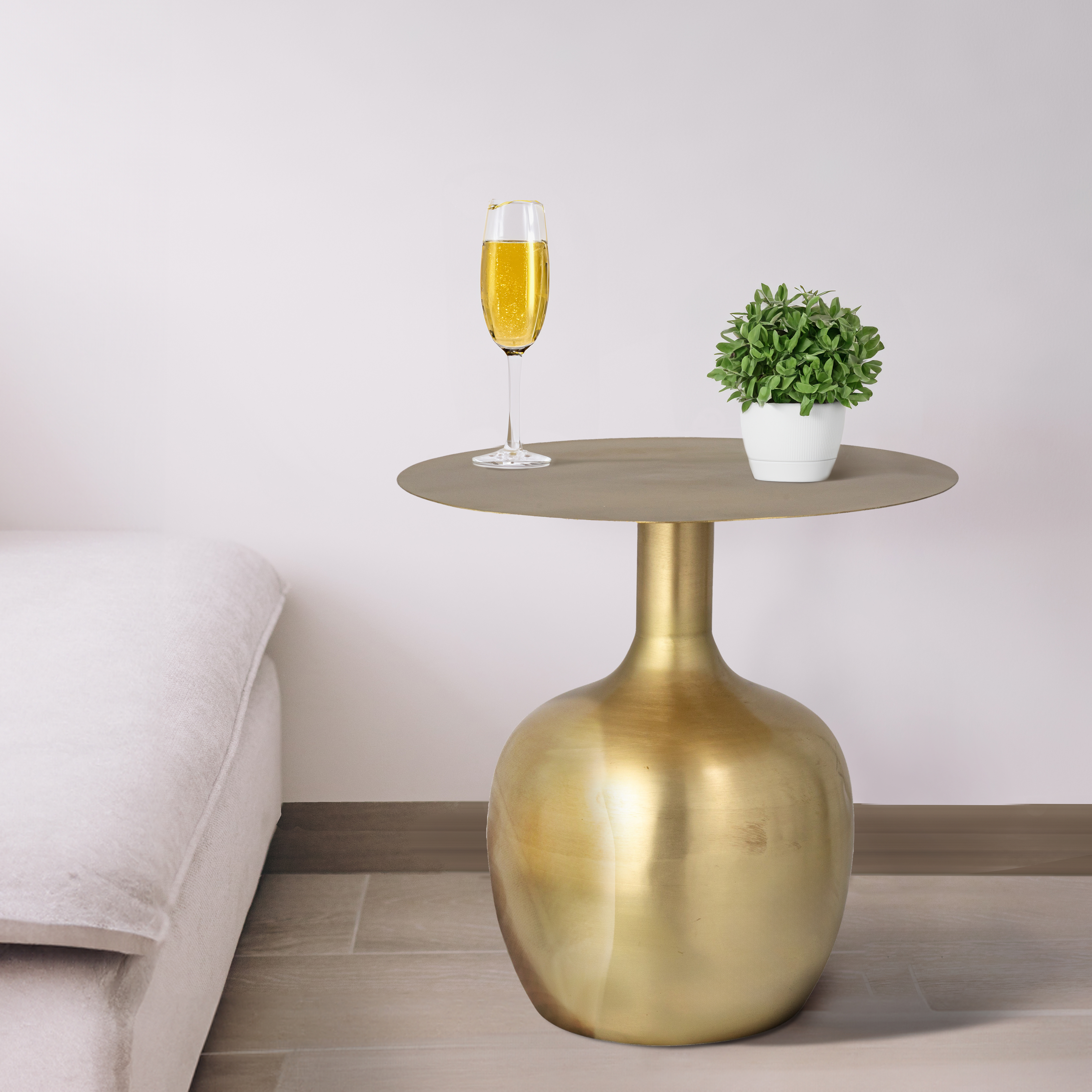 Elegant Metal Round Side Table, Gold - Creative Co-Op