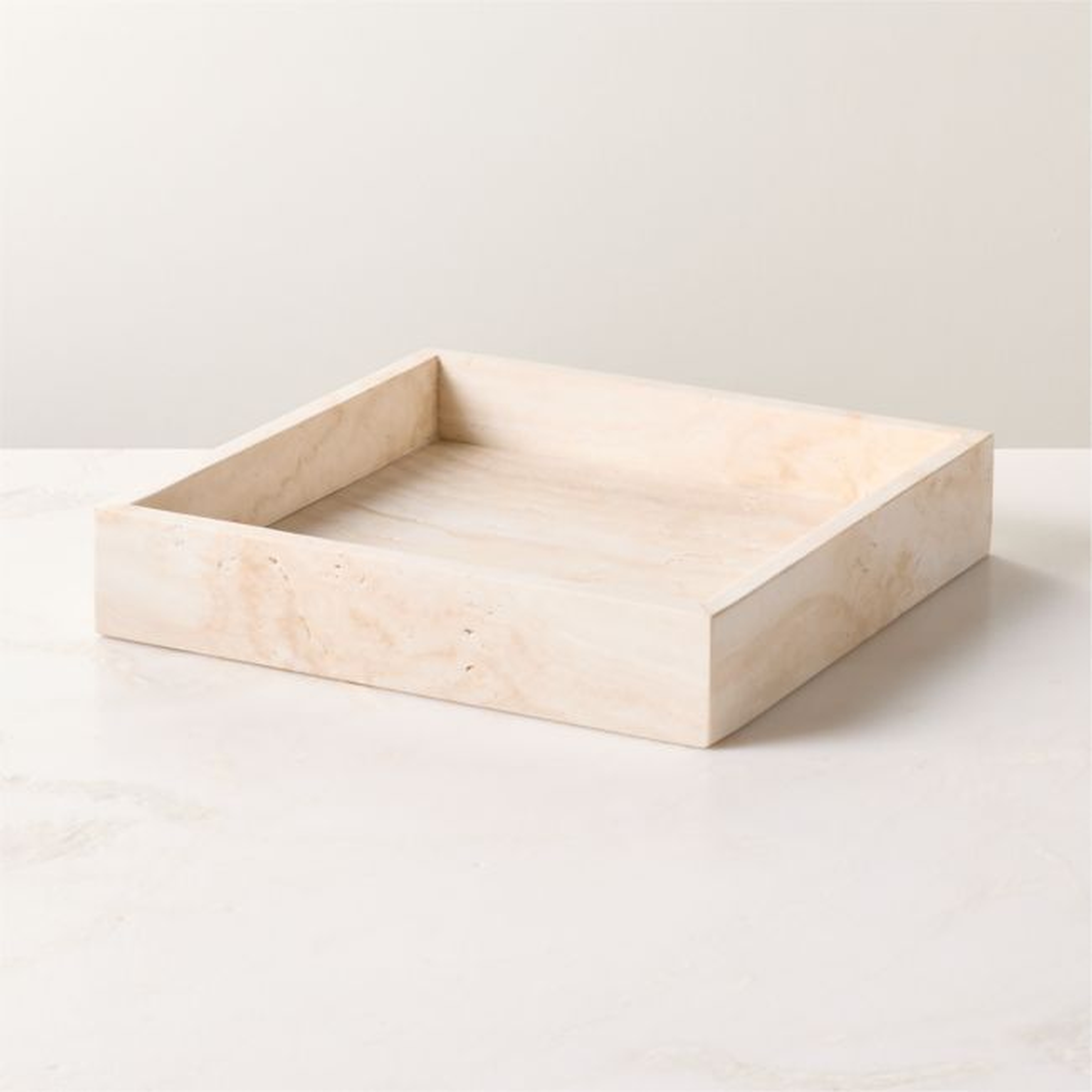 Stack Square White Travertine Serving Tray - CB2