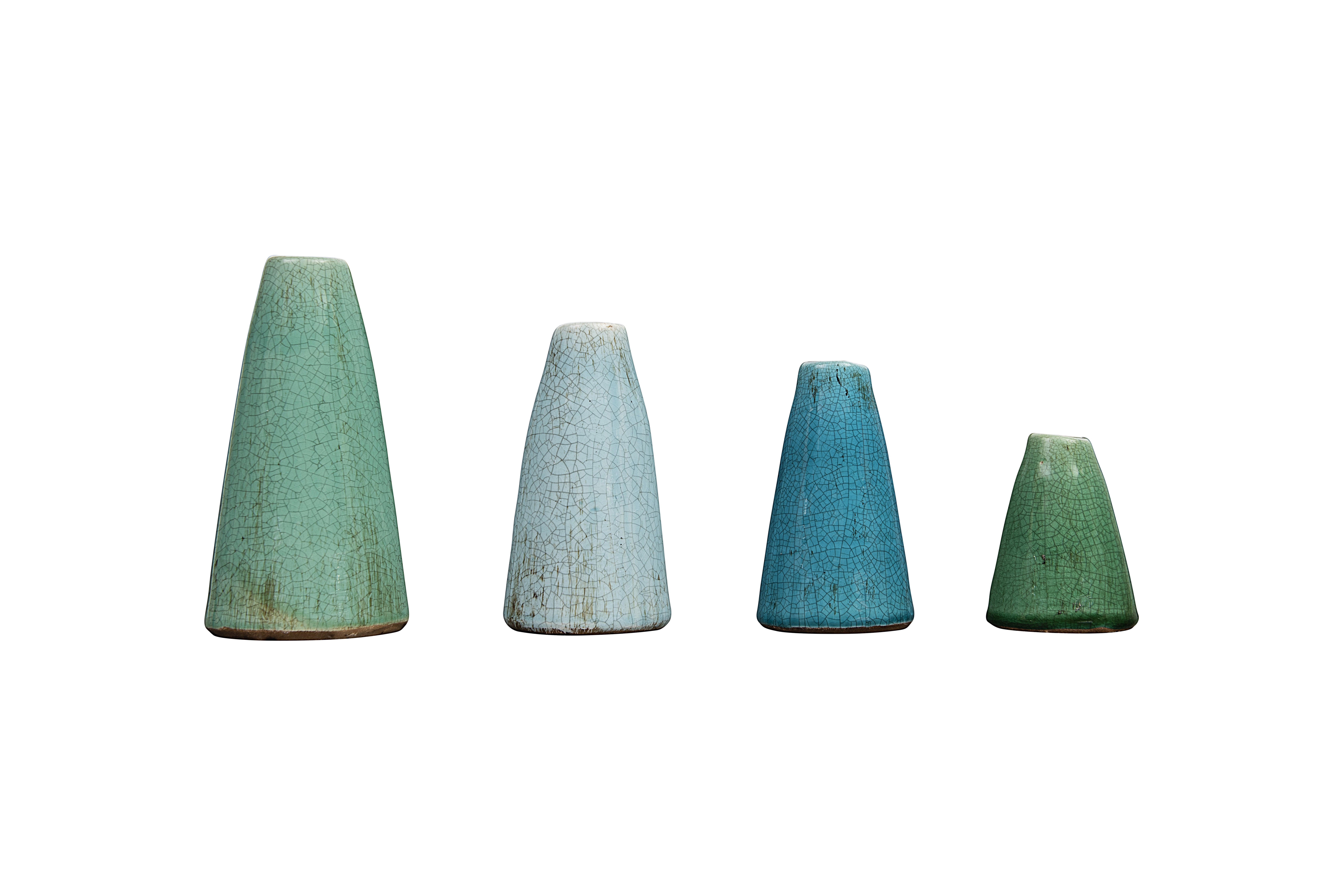 Green & Blue Terracotta Vases (Set of 4 Sizes) - Nomad Home