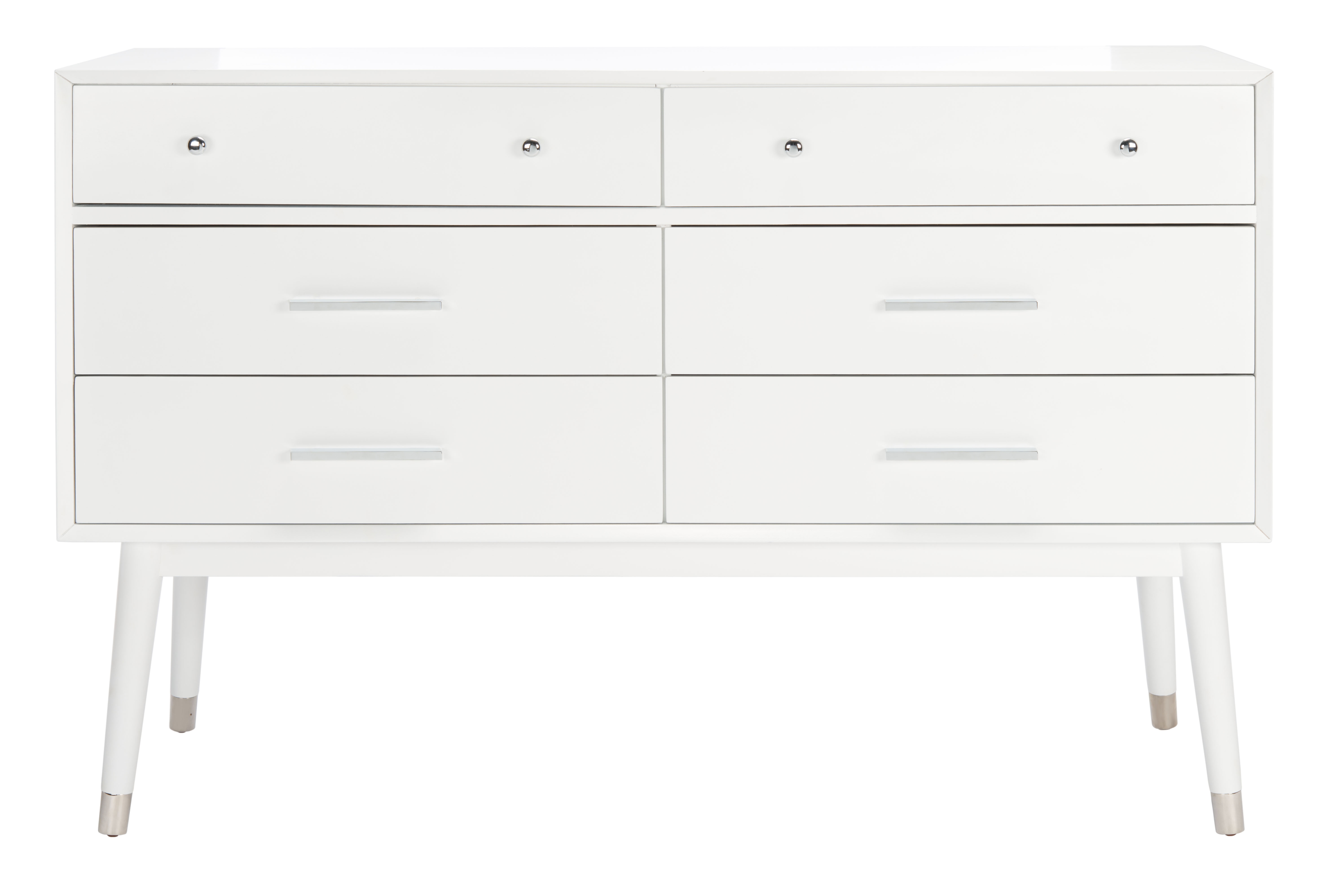 Madden Retro Dresser - White/Silver - Arlo Home - Safavieh