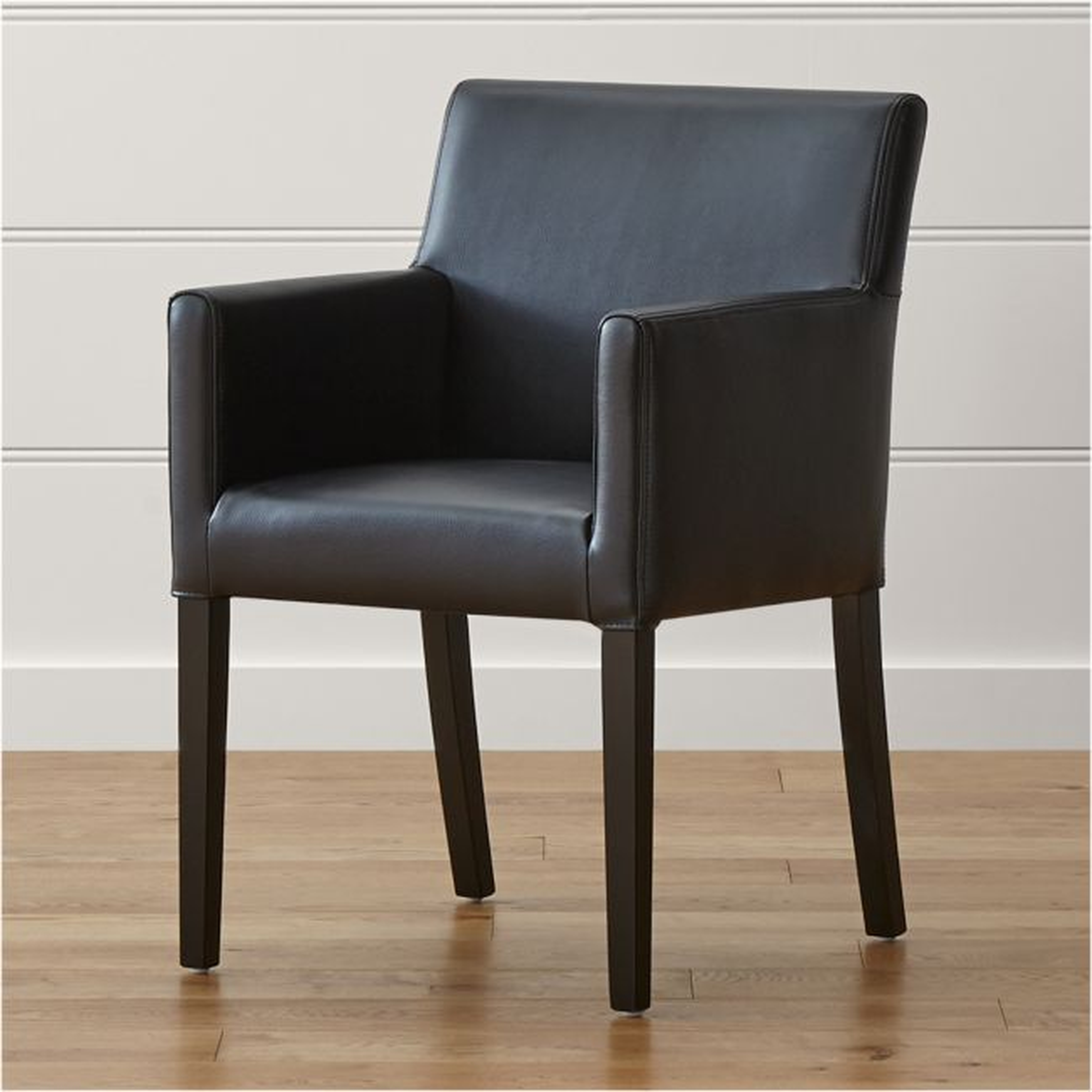 Lowe Onyx Leather Dining Arm Chair - Crate and Barrel