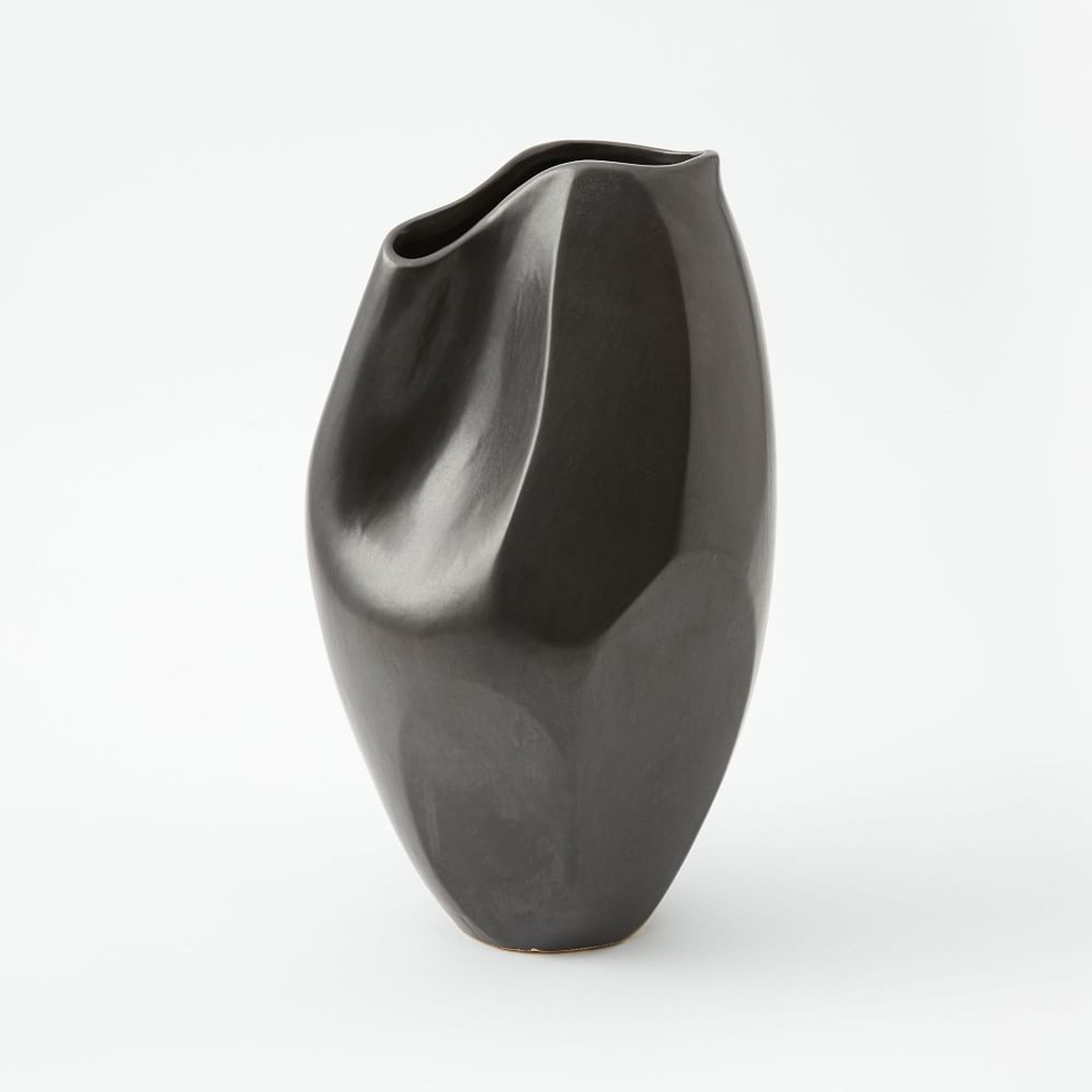 Pinched Vase, Matte Black, 14" - West Elm