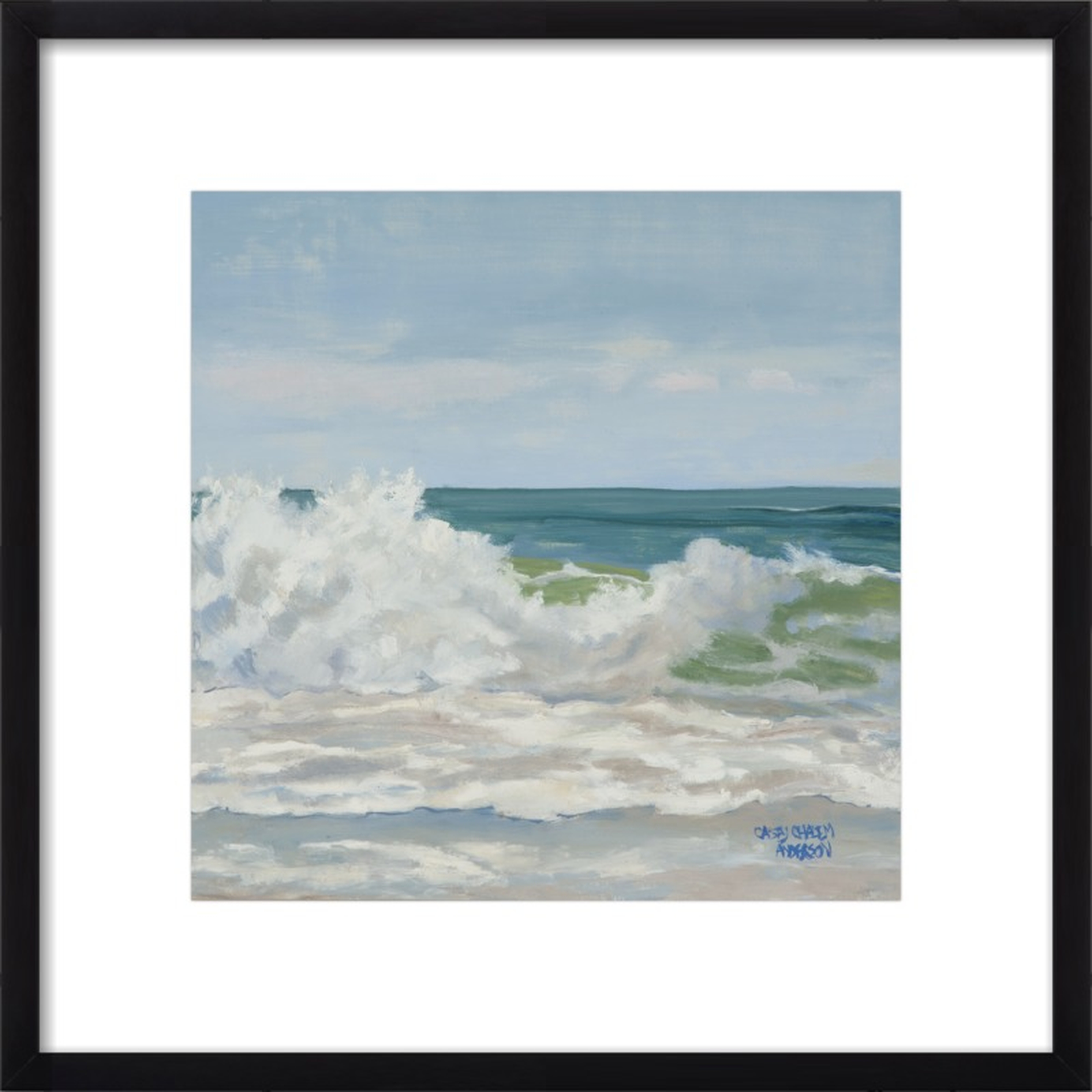 Teal Ocean with Cascading Foam Wave - 16"x16" - Artfully Walls