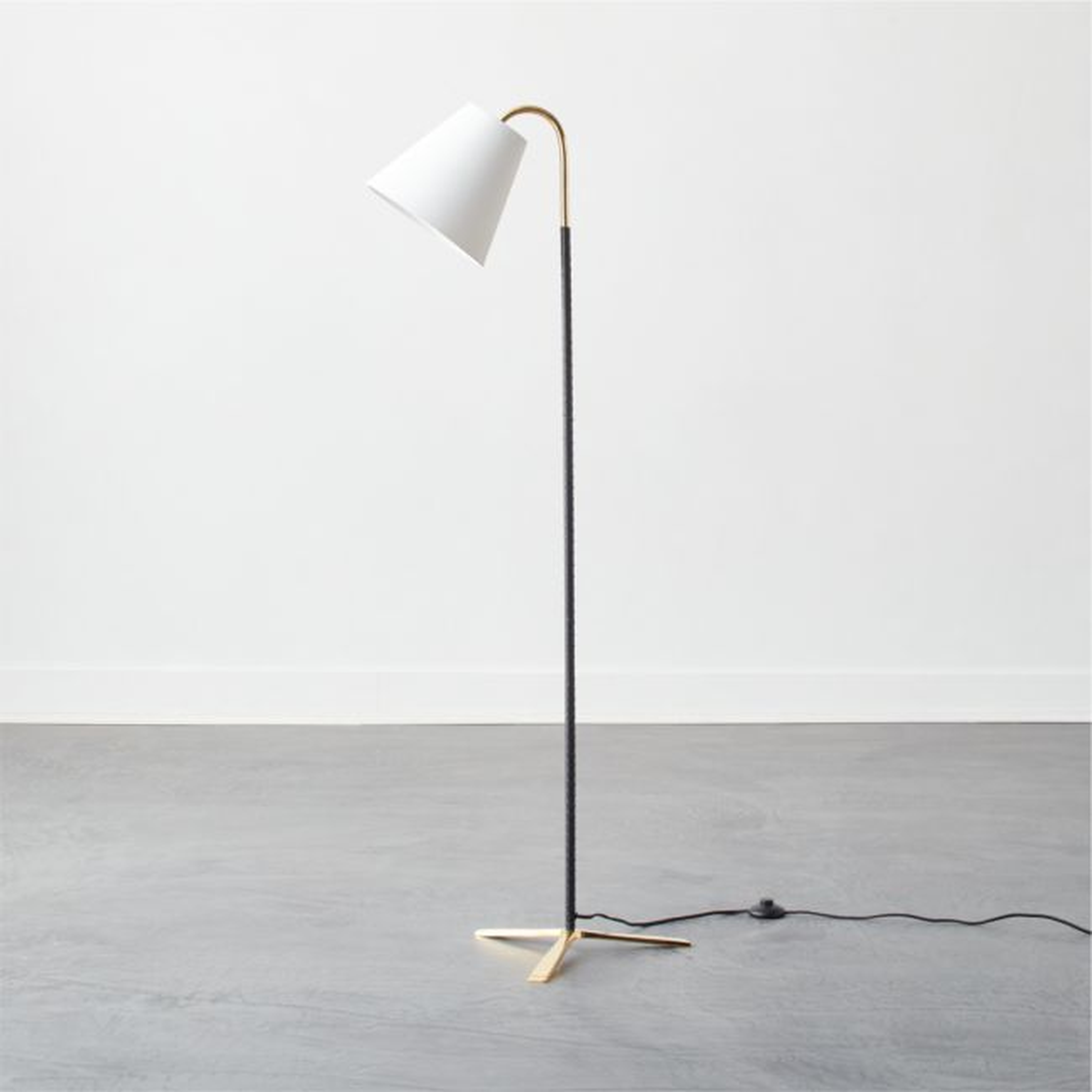 Barnes Leather Floor Lamp, Brass & Black - CB2