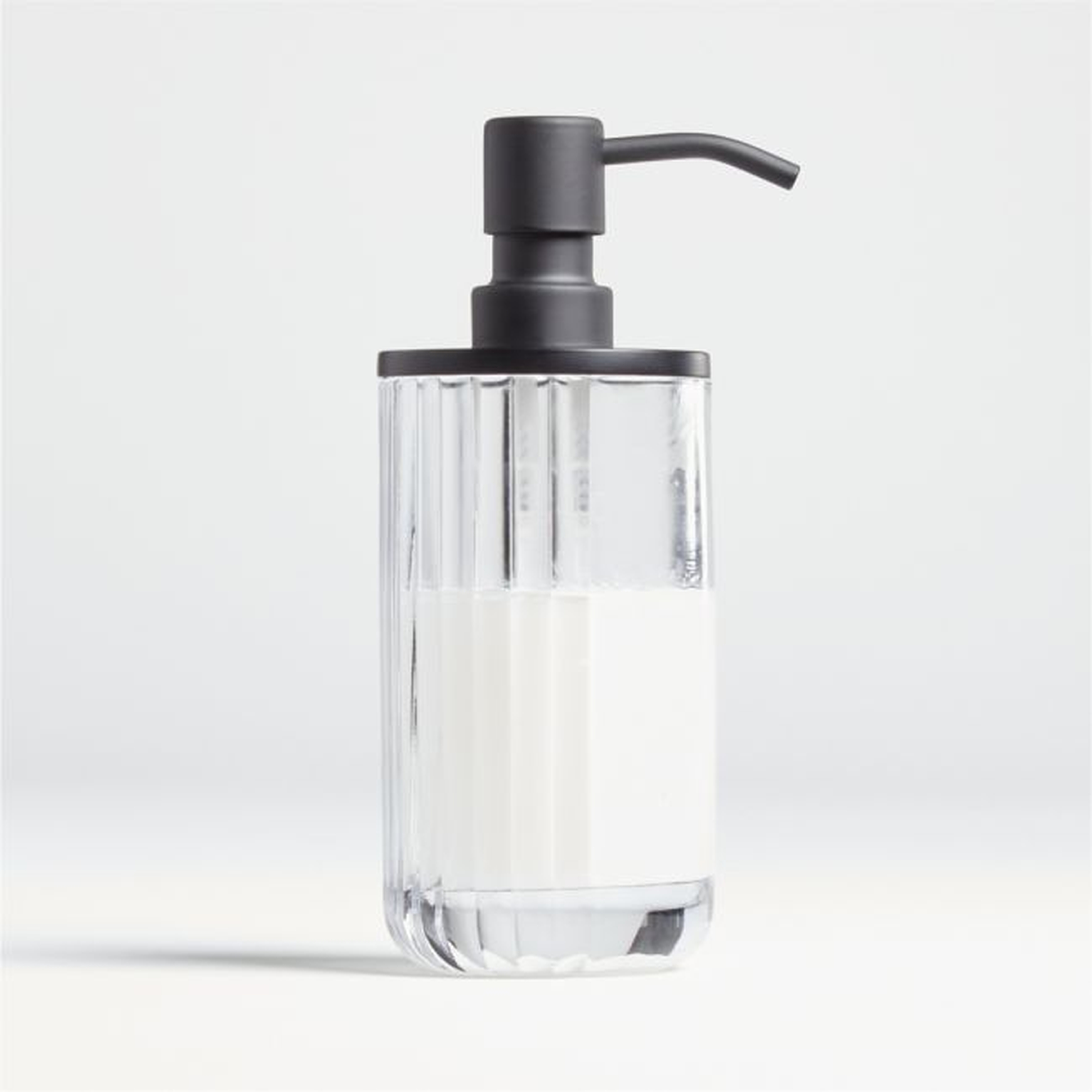 Ribbed Black Glass Soap Pump - Crate and Barrel