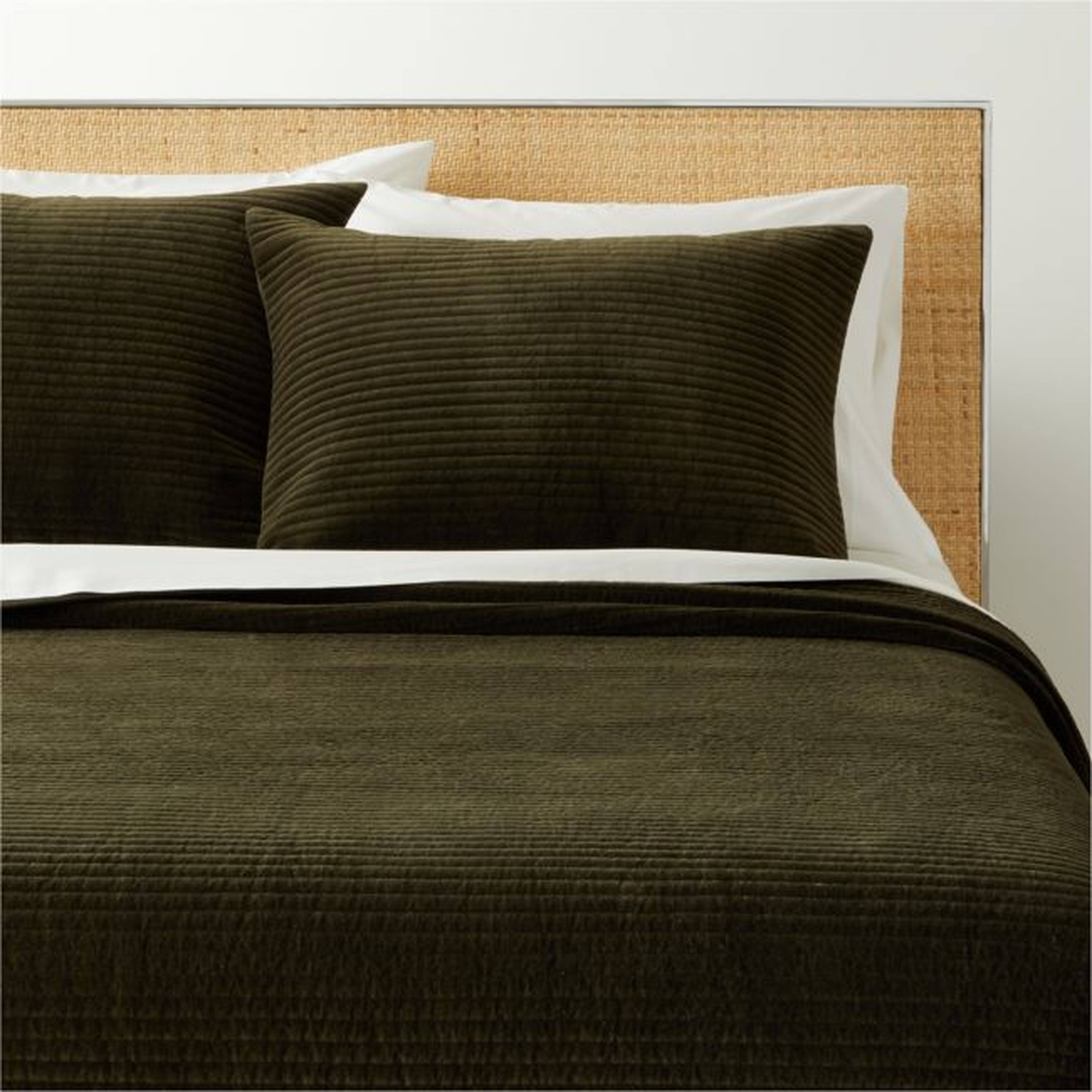 Shadow Velvet Forest Green King Quilt - CB2