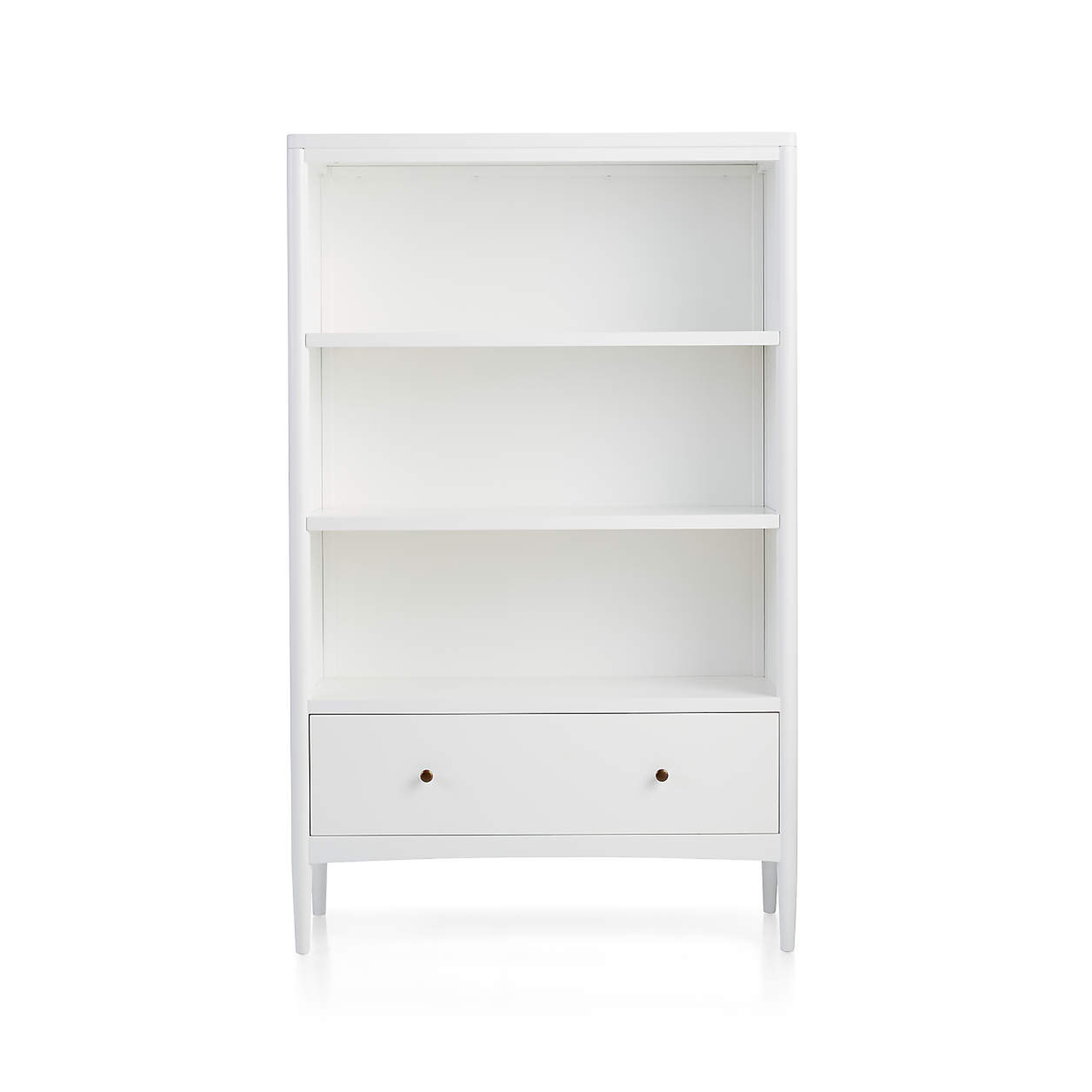 Hampshire Tall White Wood 3-Shelf Kids Bookcase with Drawer - Crate and Barrel