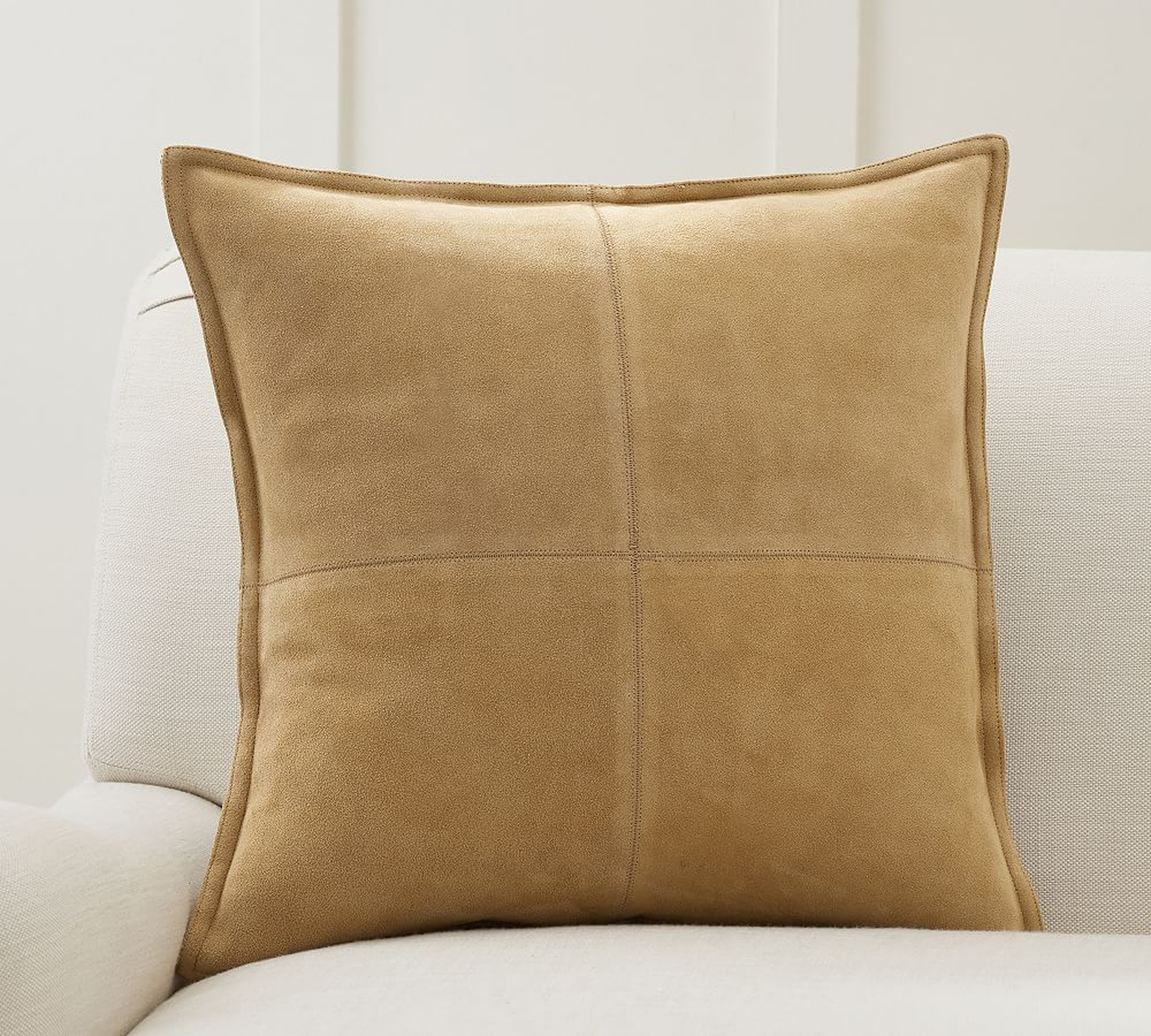 Pieced Suede Pillow Cover, 20", Golden - Pottery Barn
