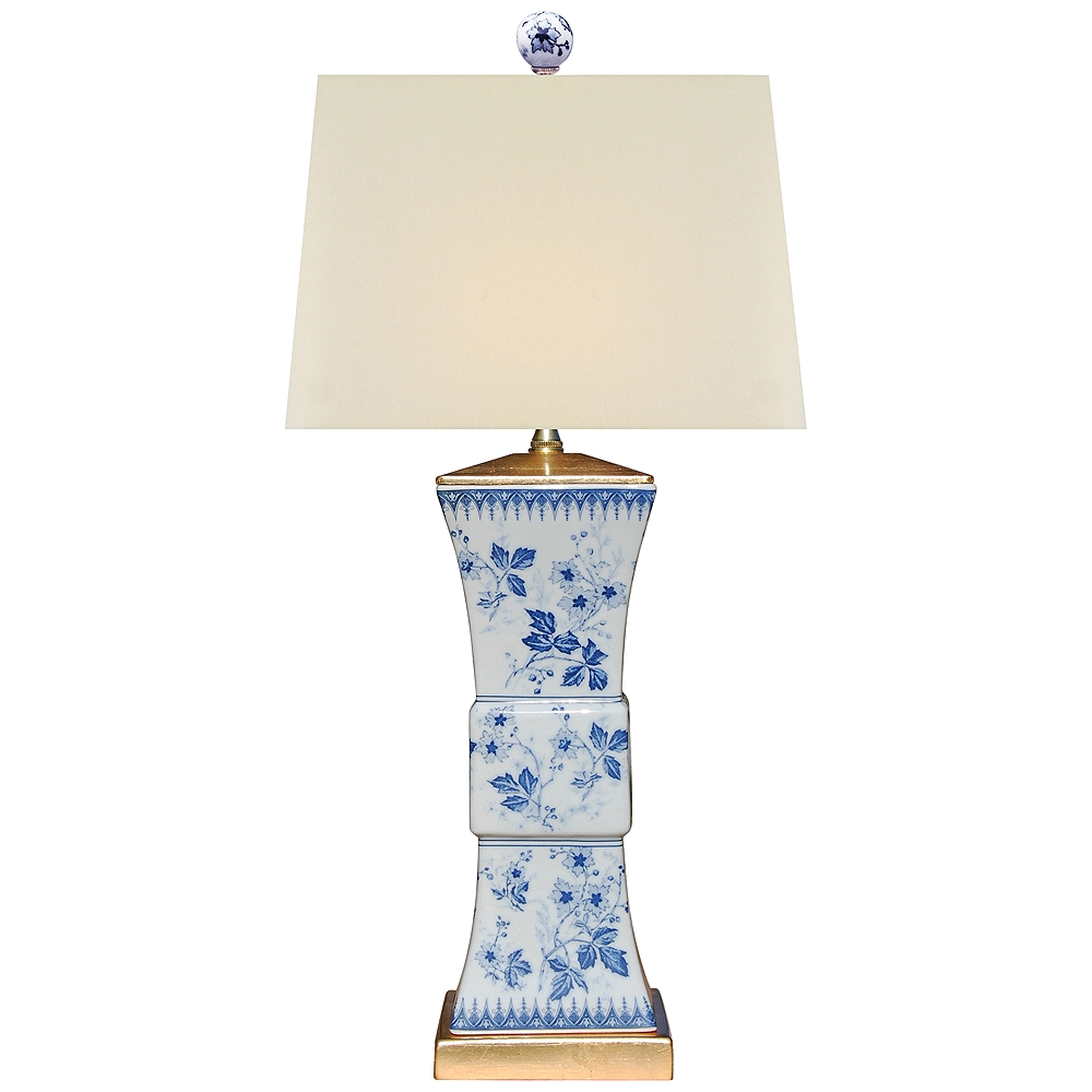 Orem Blue and White Porcelain Floral Square Vase Table Lamp - Style # 91G38 - Lamps Plus