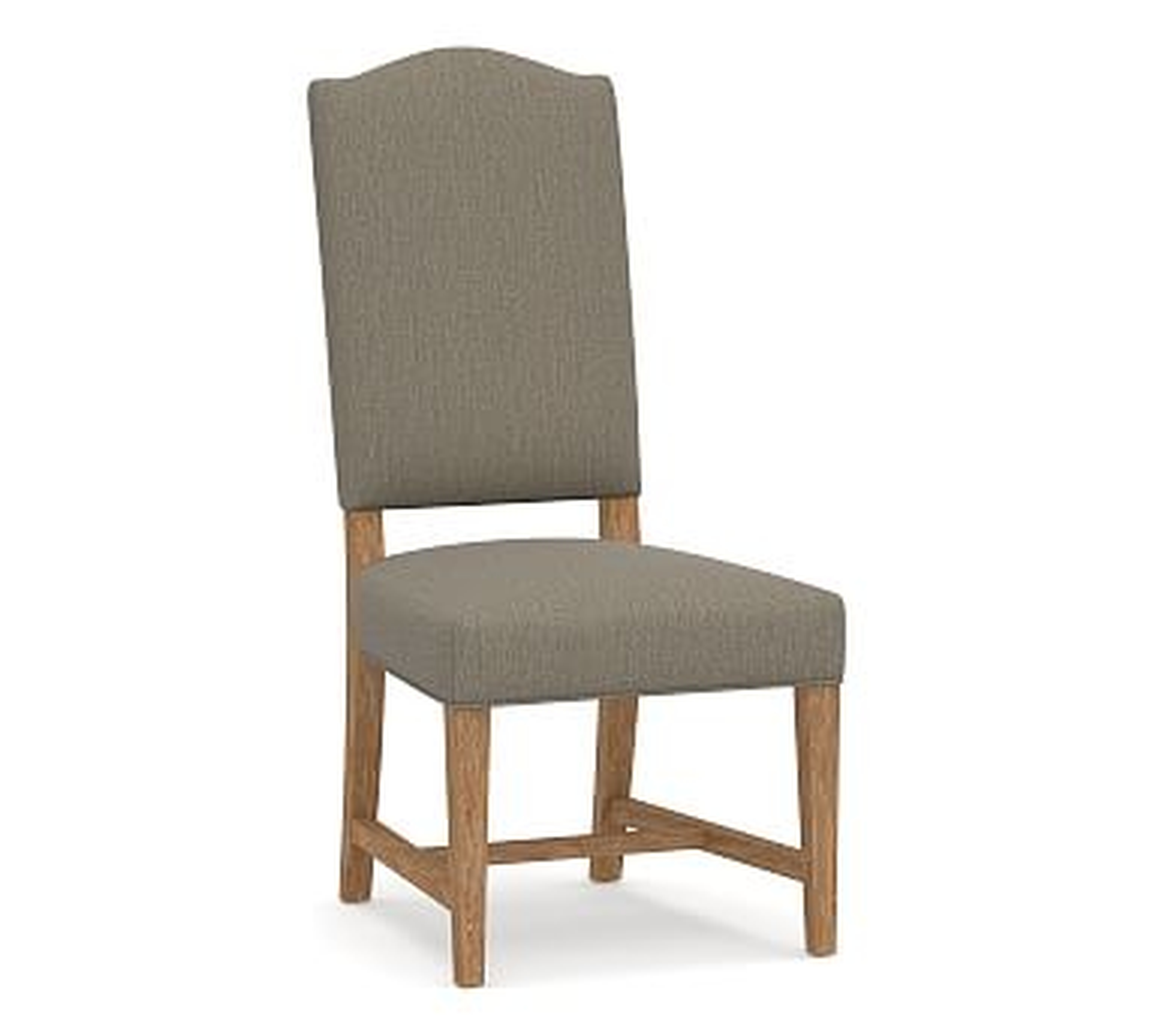 Ashton Upholstered Non-Tufted Dining Side Chair, Ash Brown Frame, Chenille Basketweave Taupe - Pottery Barn