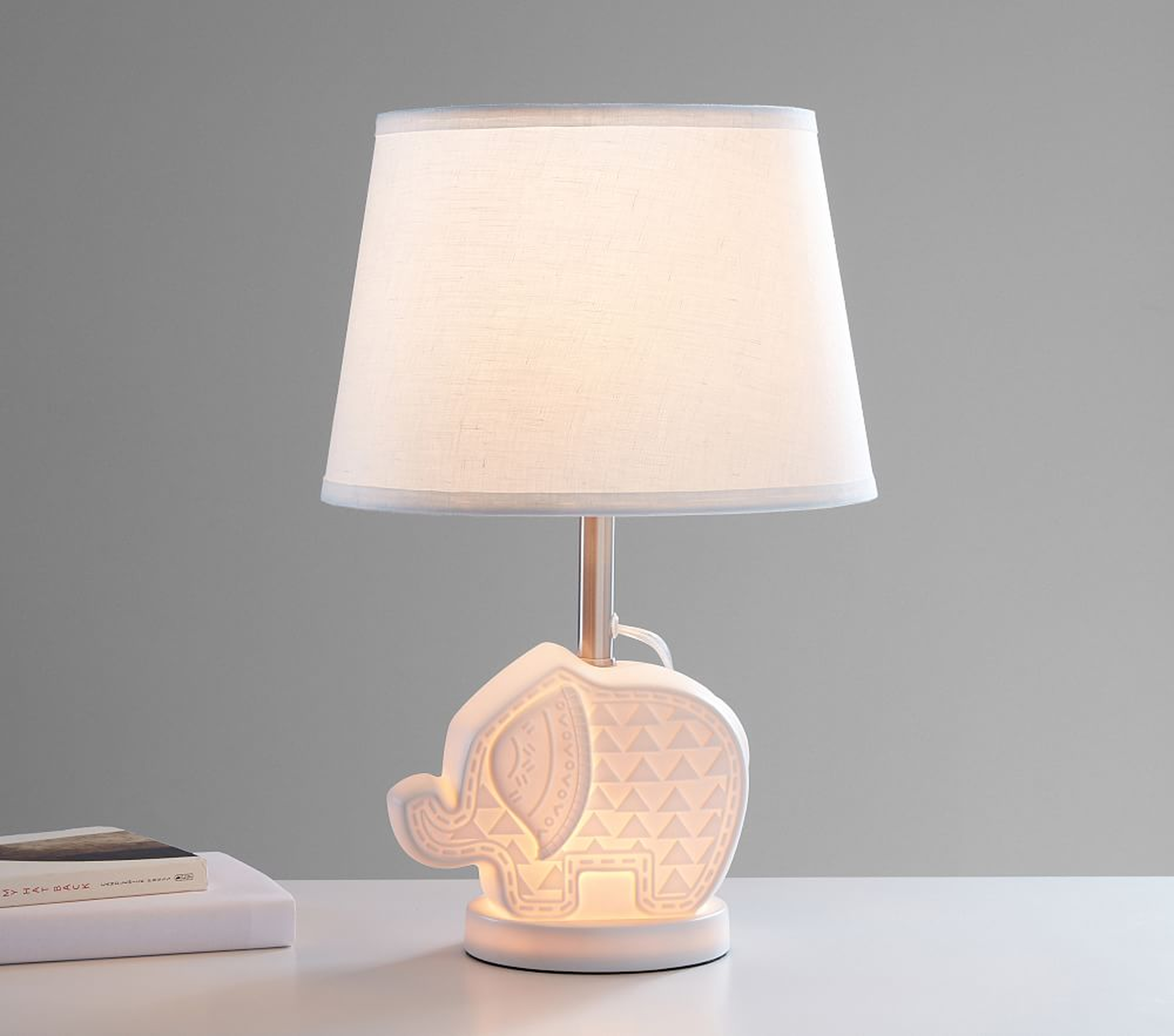 Embossed Bisque Elephant 3-Way Lamp - Pottery Barn Kids