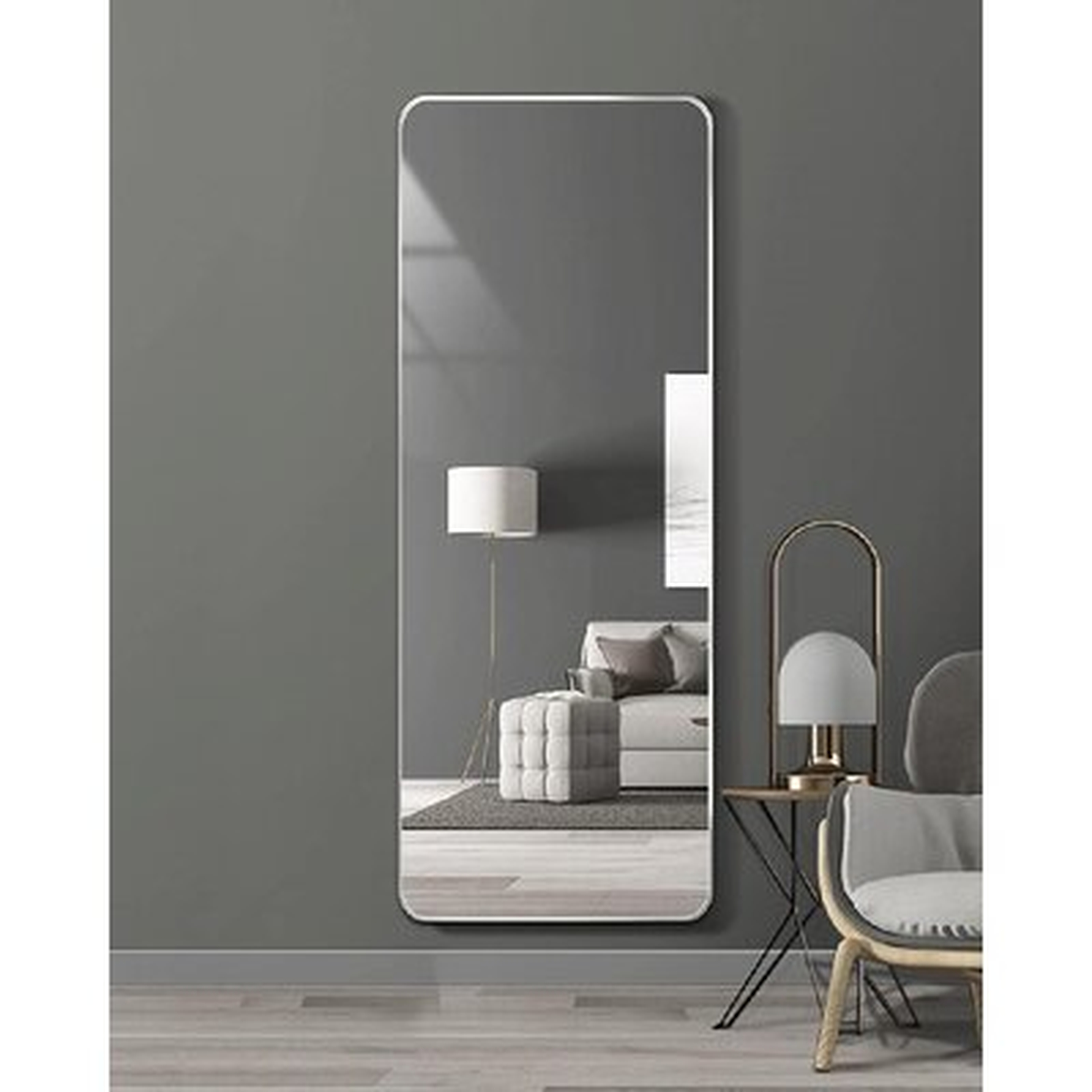 Full Length Mirror, Rounded Corner Floor Mirror, Standing Mirror, Full Body Mirror, Large Mirror, Floor Length Mirror, Wall Mirror, Al-Alloy Thickened Frame - Wayfair