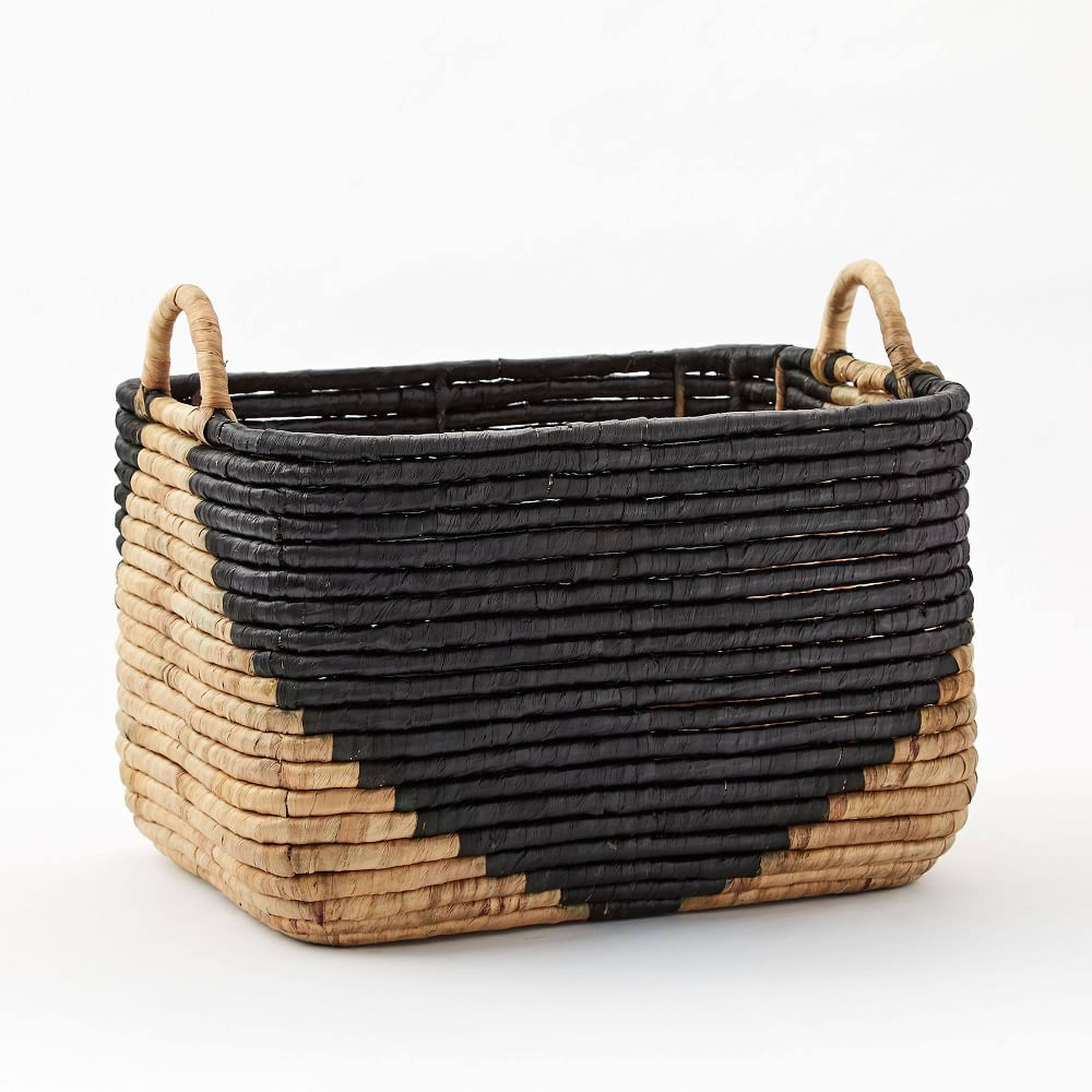 Two-Tone Woven Seagrass, Handle Baskets, Large, 19"W x 15"D x 15"H - West Elm