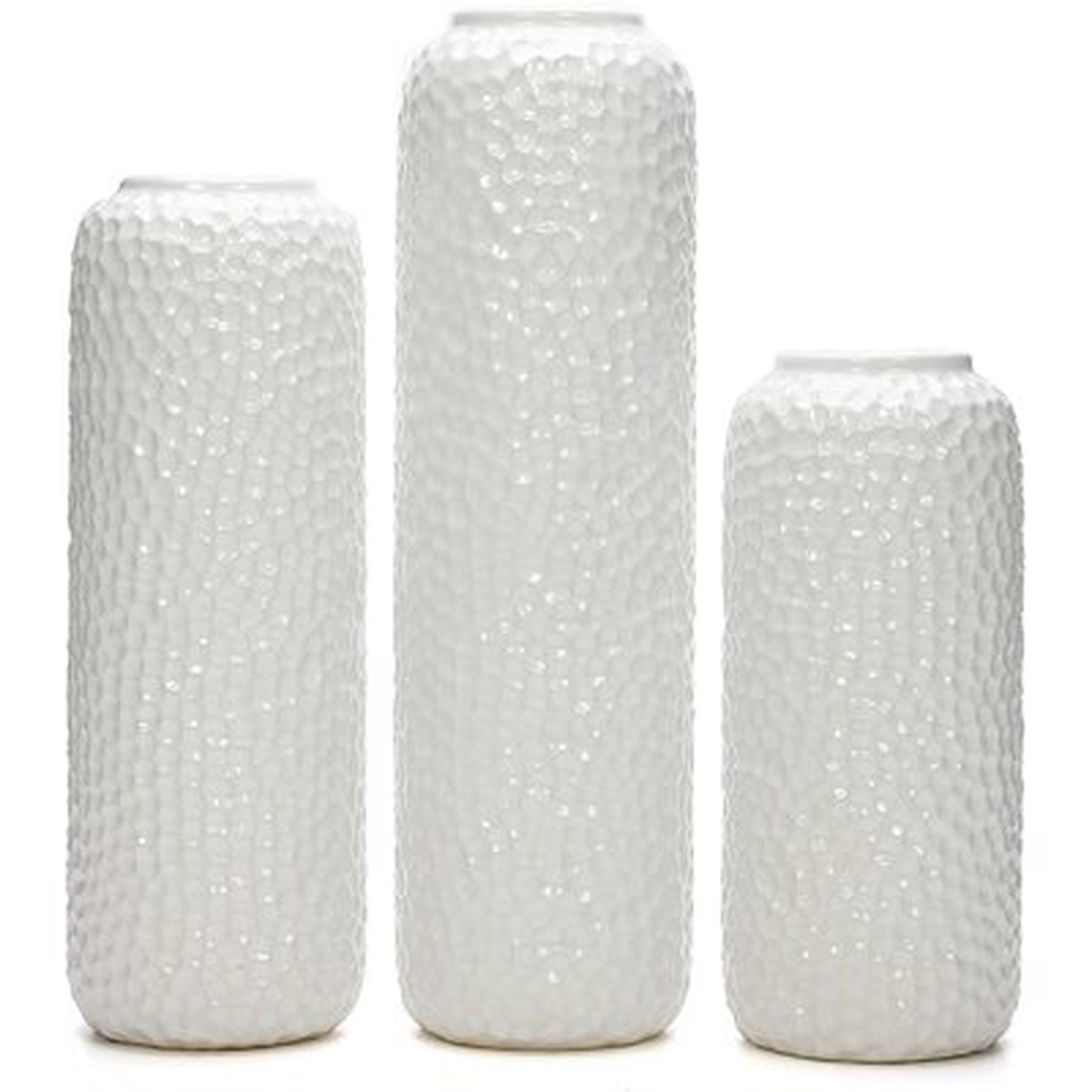 White Ceramic Honeycomb Vase, Set of 3 - Wayfair