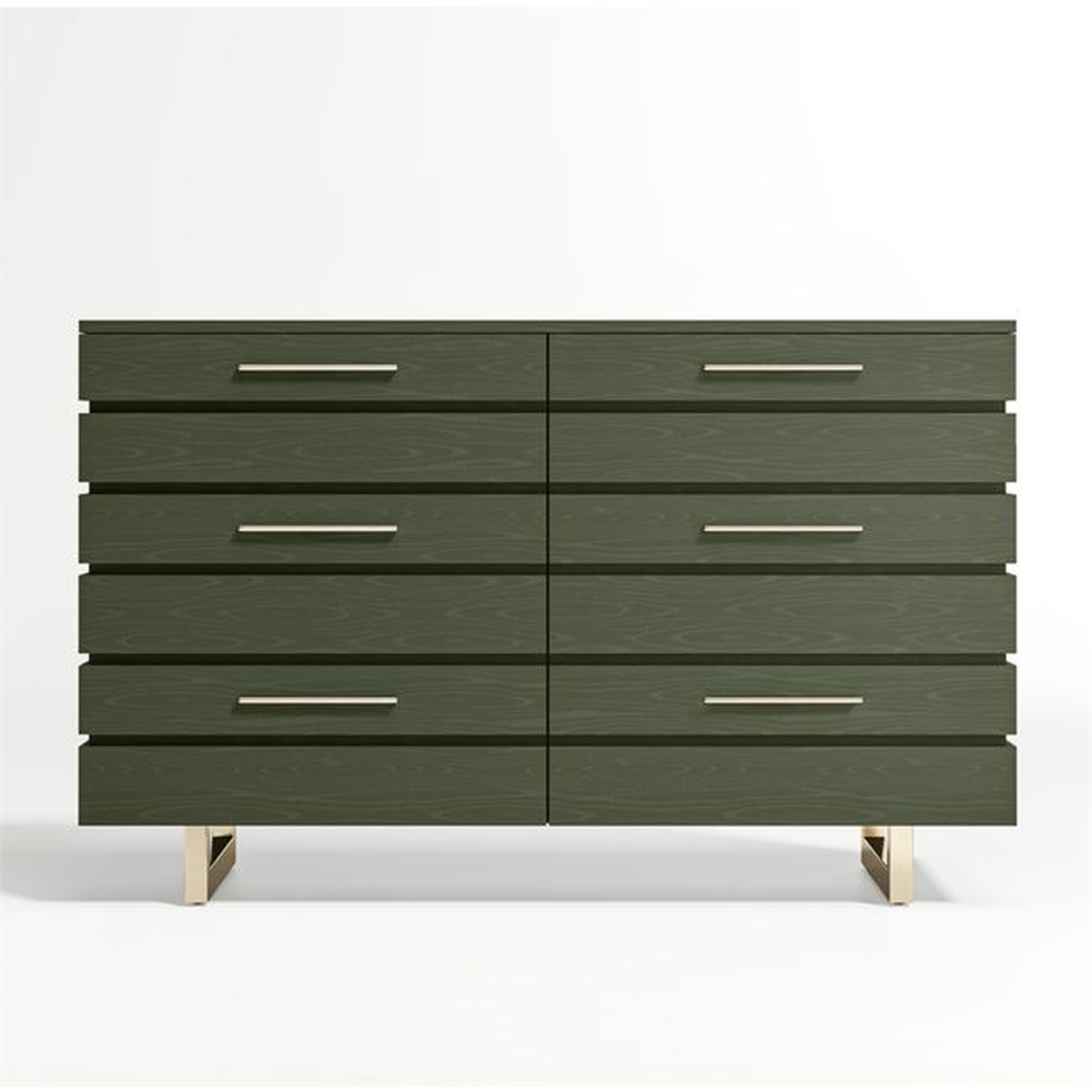 Jewel Dark Green Wood Wide 6-Drawer Kids Dresser - Crate and Barrel