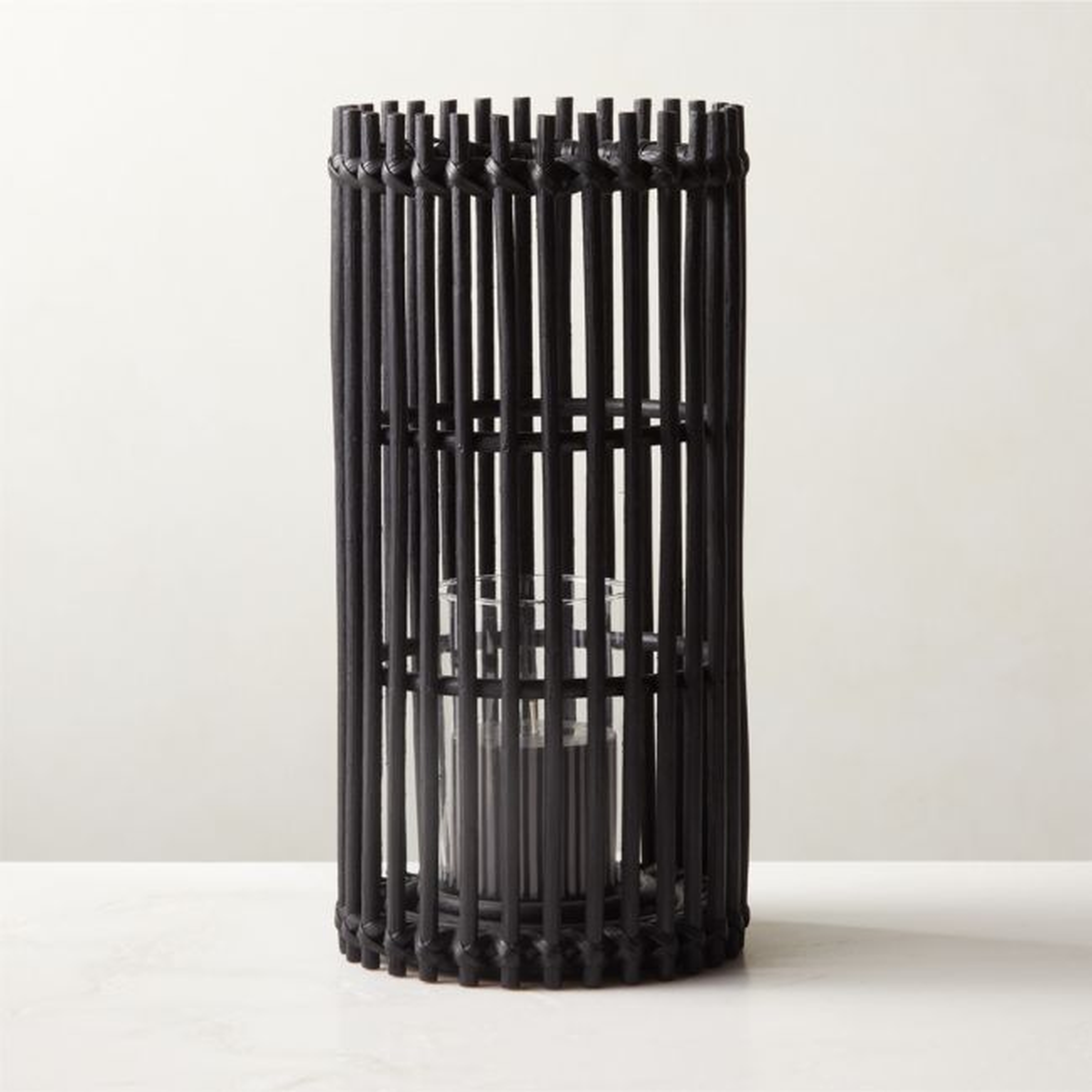 Wes Rattan Black Hurricane Candle Holder - CB2