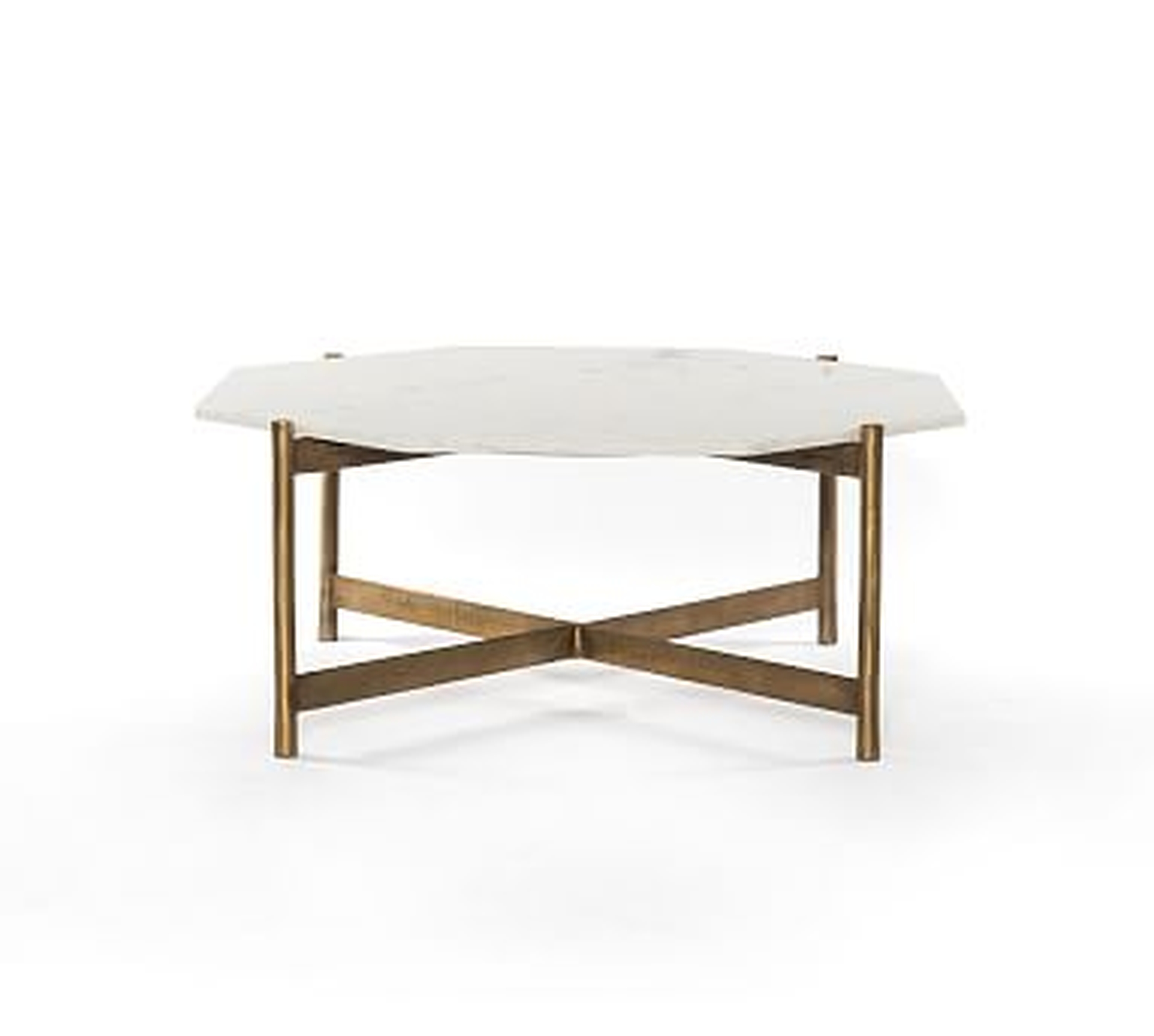 Montague Marble Coffee Table, Brass, 40"L - Pottery Barn