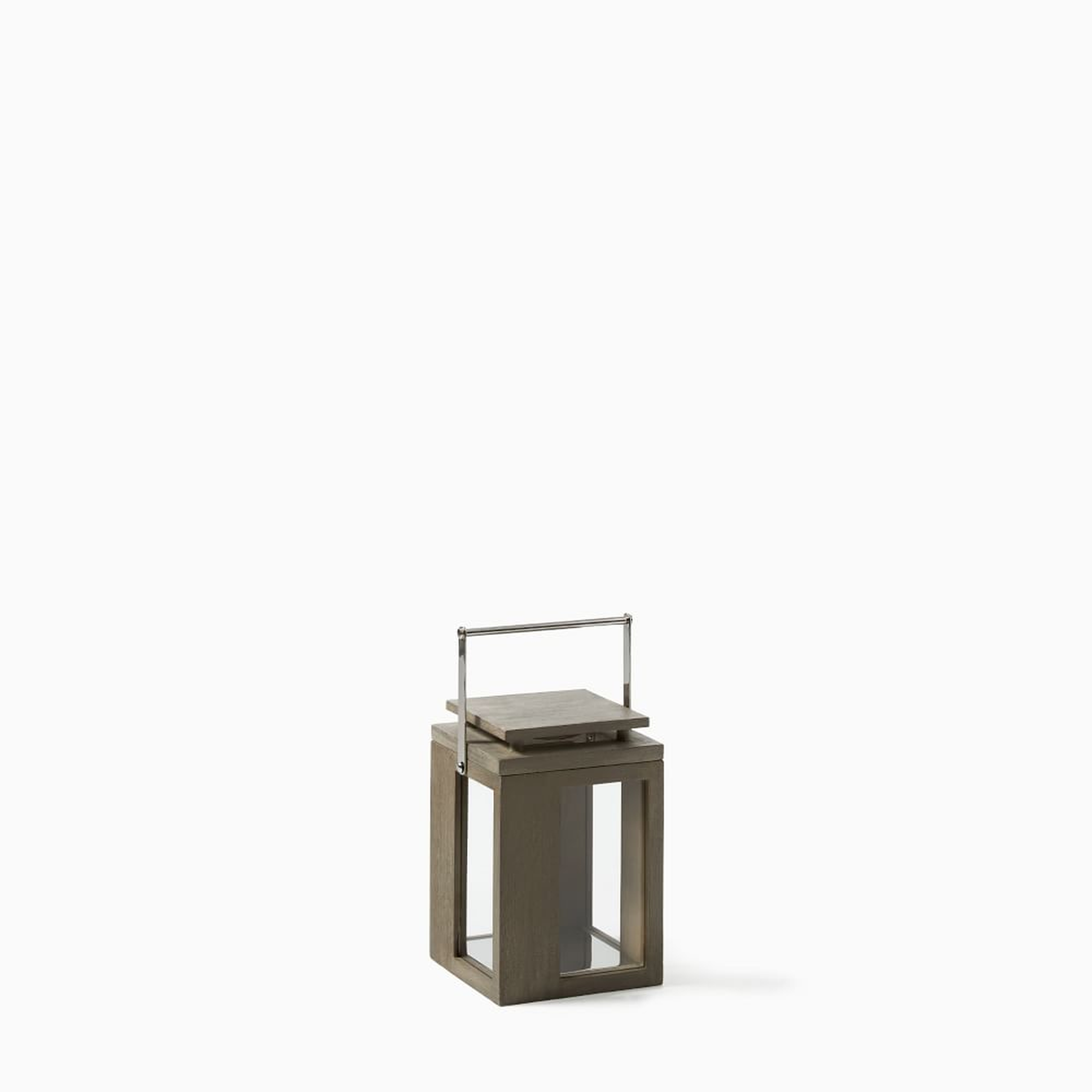 Portside Outdoor Wood Lantern, Weathered Gray, Small - West Elm