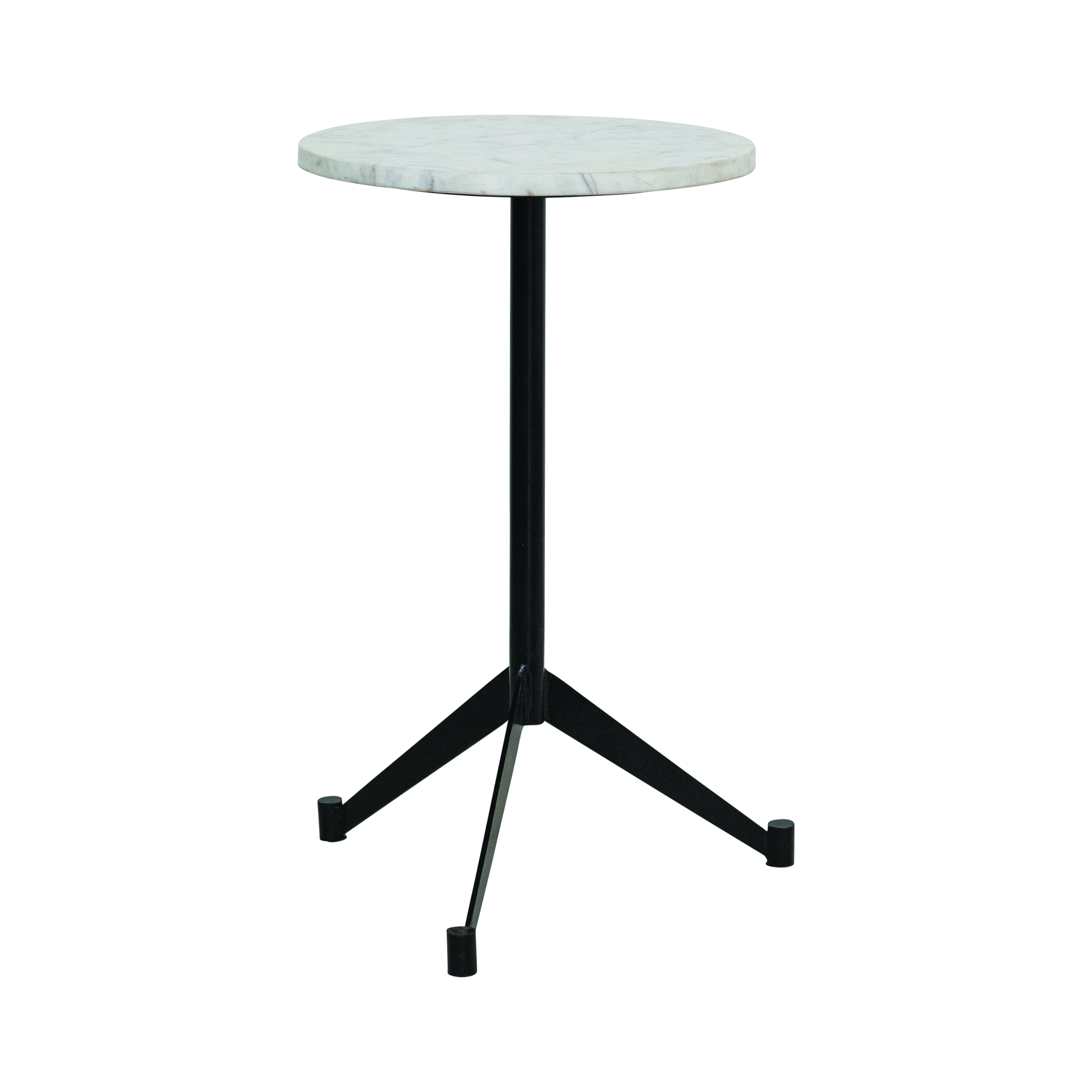 Modern Minimalist Round Metal and Marble End Table, Black and White - Creative Co-Op