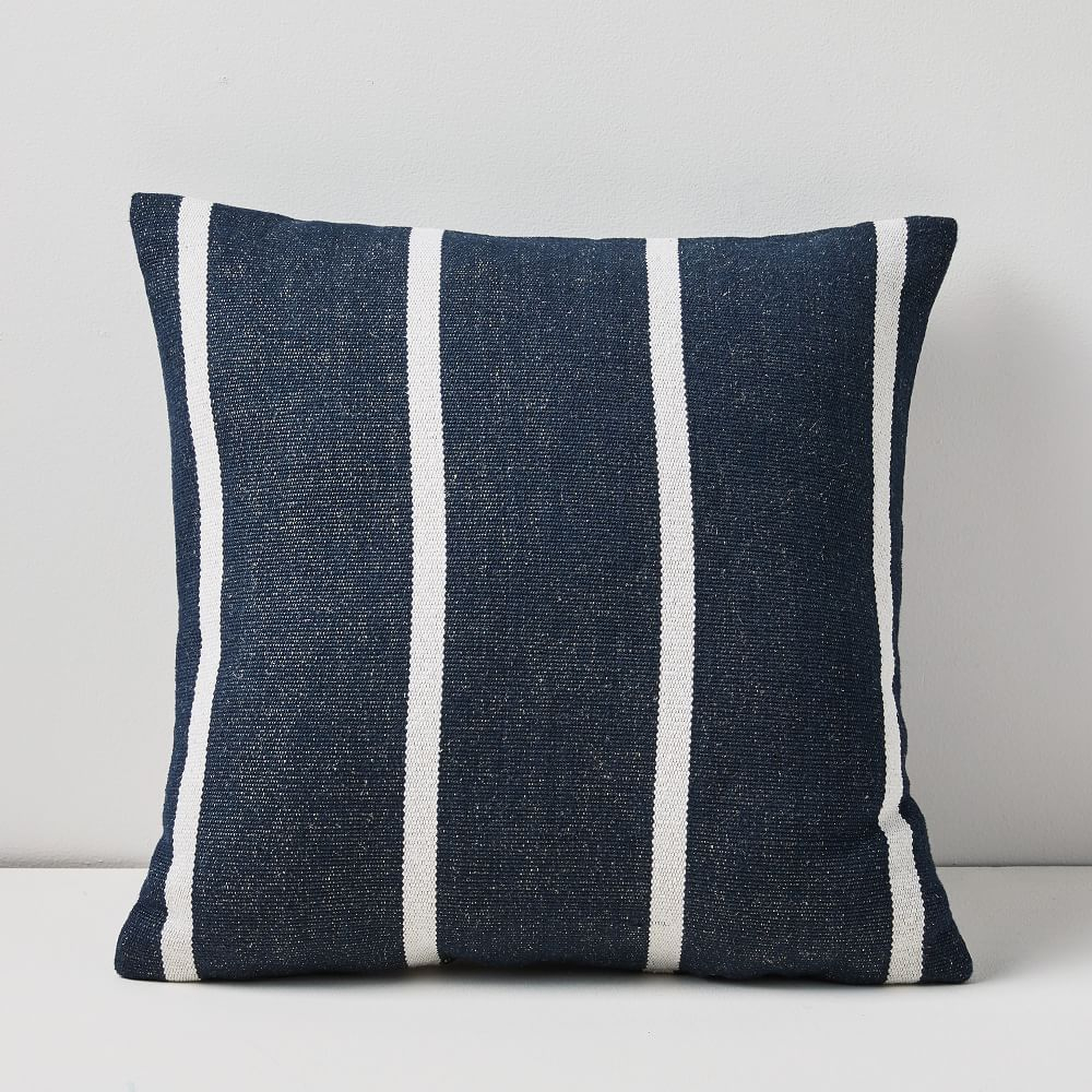 Outdoor Simple Stripe Pillow, 24"x24", Midnight, Set of 2 - West Elm