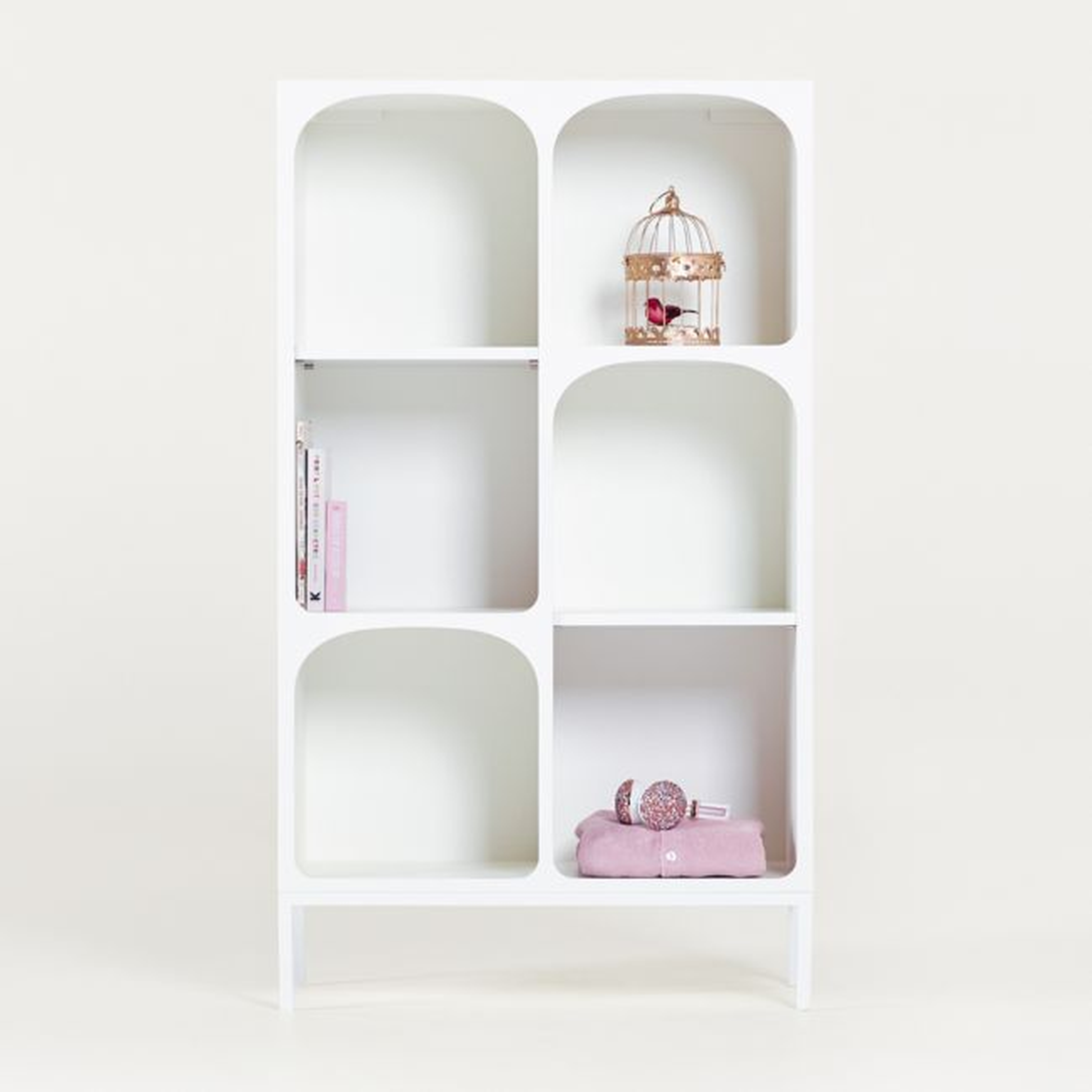 Anders White Cube Bookcase with Legs July 2022 - Crate and Barrel