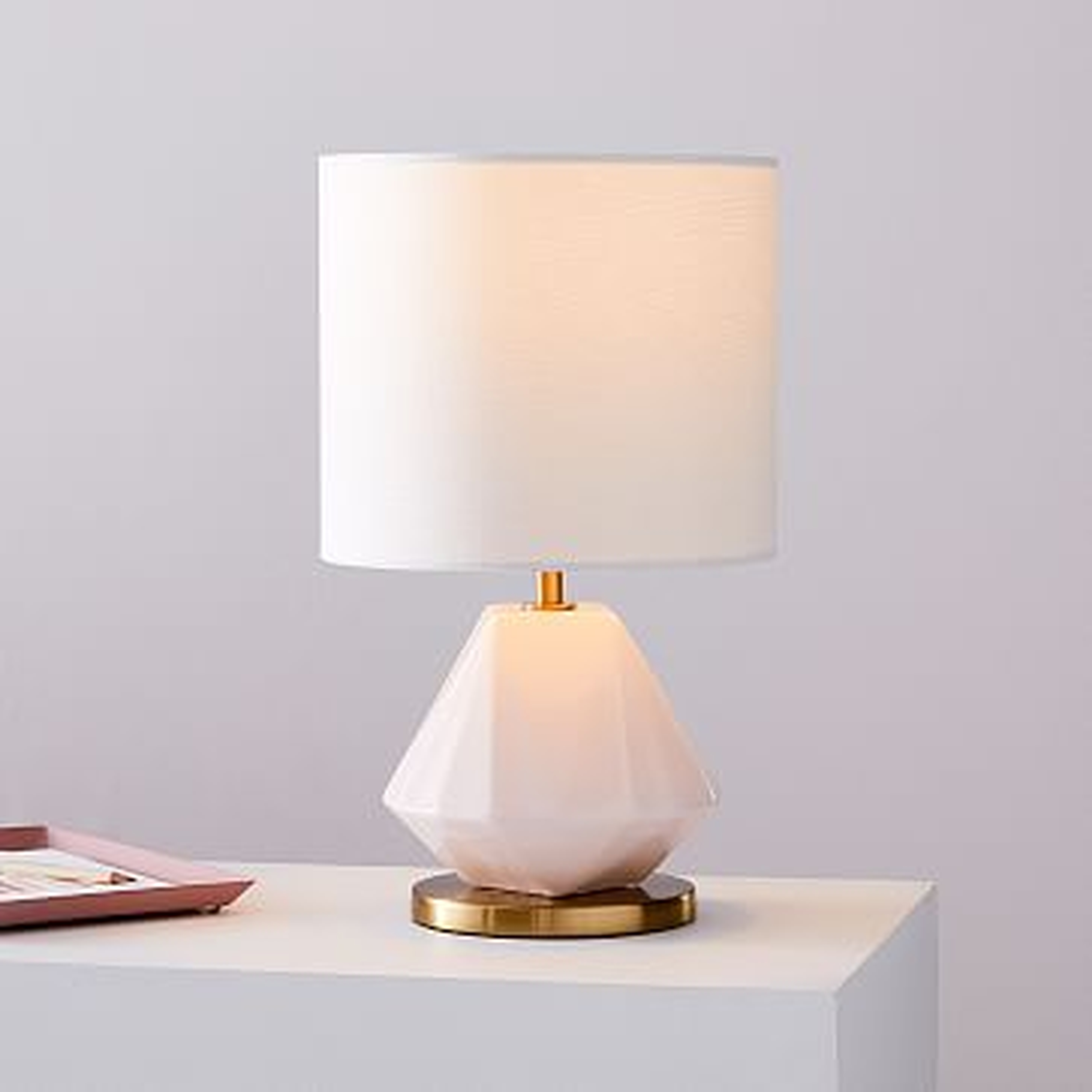 Faceted Porcelain Table Lamp, Small, Blush-Individual - West Elm
