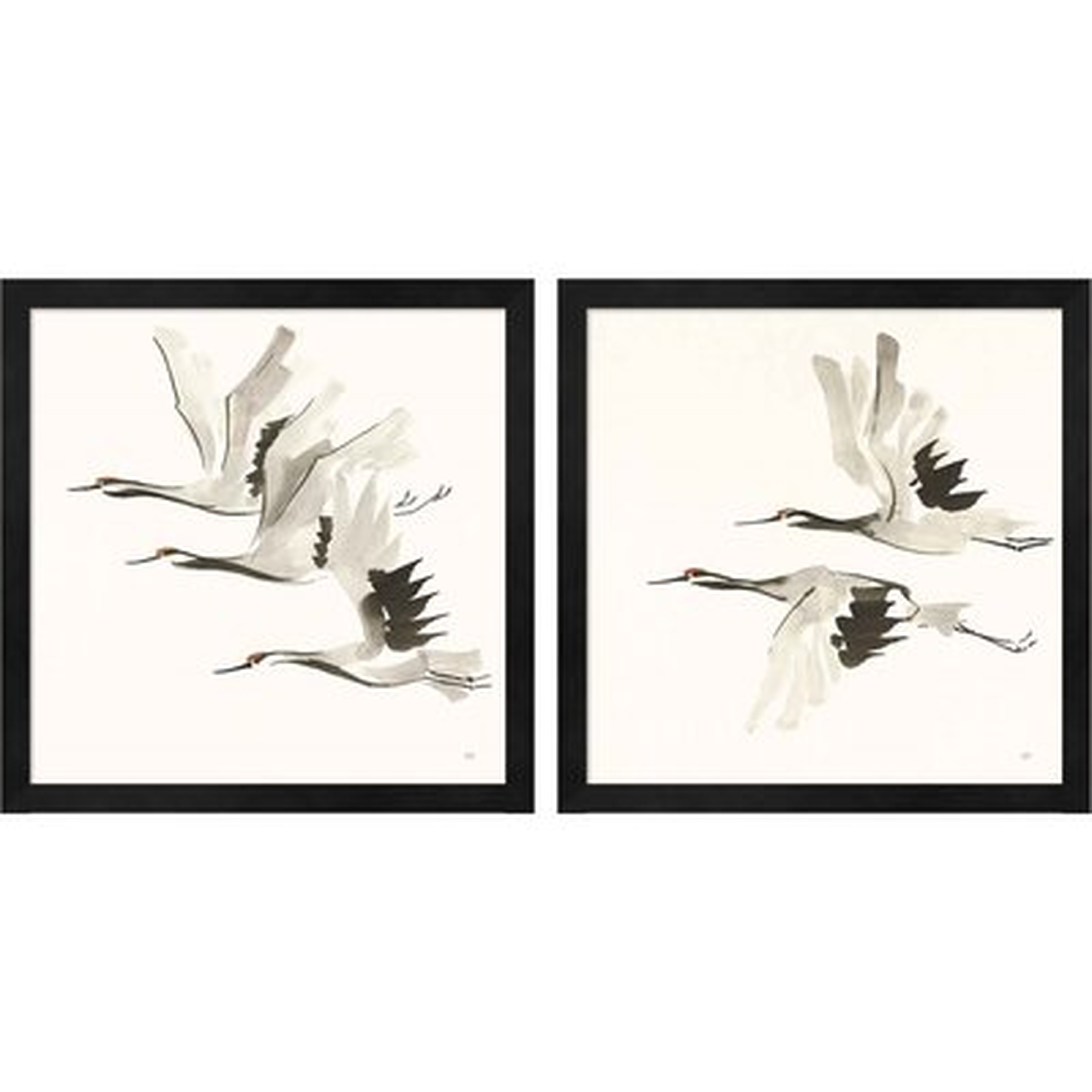 Zen Cranes Warm By Chris Paschke, Framed Art (Set Of 2) - Wayfair