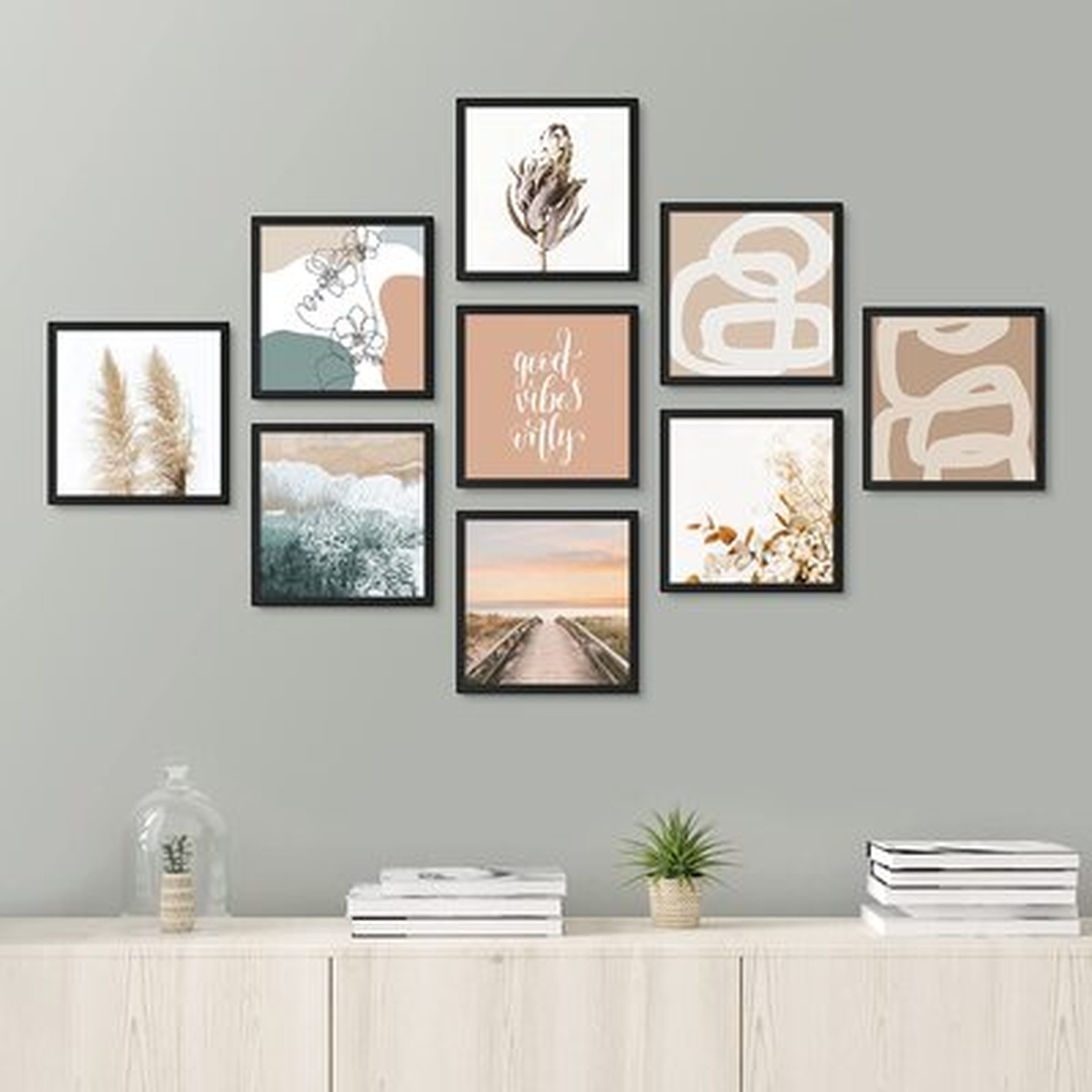 SIGNLEADER Wall Art Collage Gallery Print Frame Set Pastel Brown Environments Abstract Shapes Illustrations Modern Art Minimal Bohemian Ultra - Wayfair