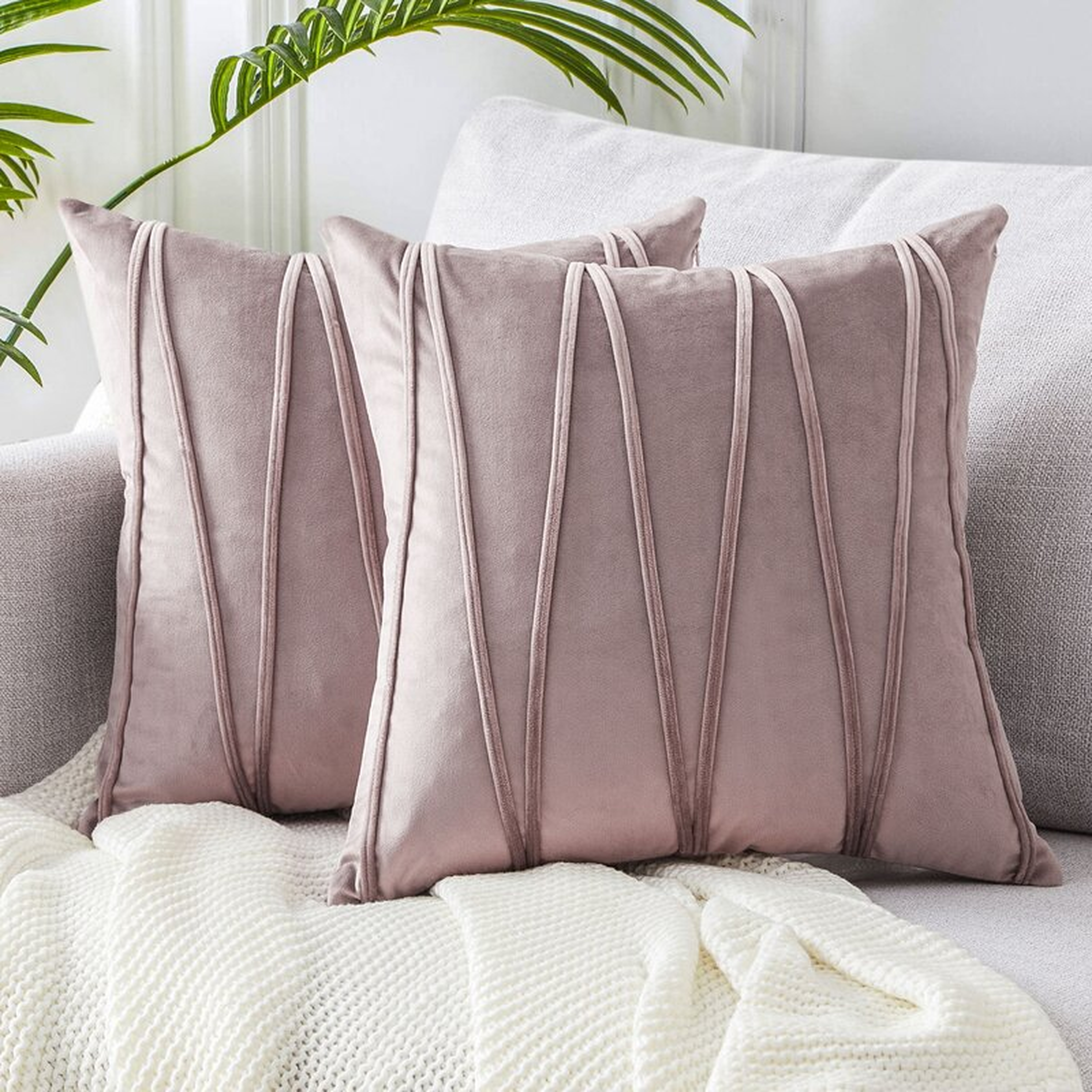 Square Velvet Pillow Cover (Set of 2), Purple - Wayfair